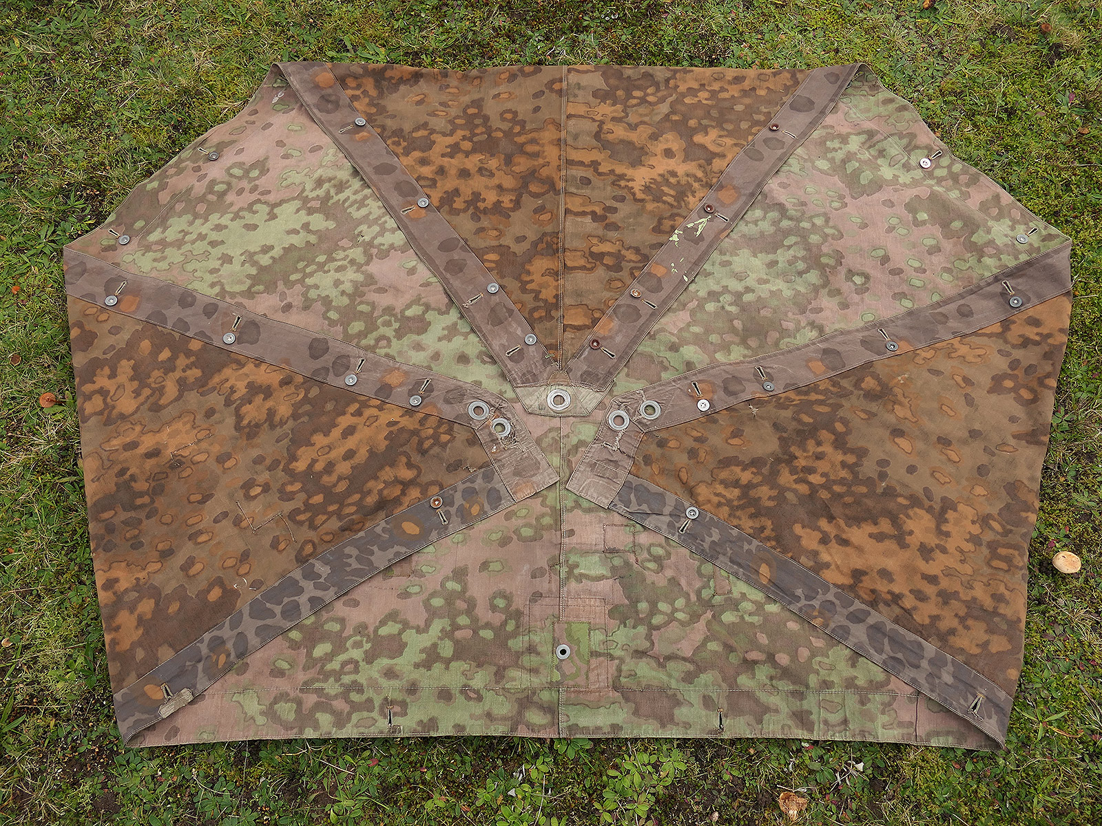 #A/ Waffen SS Original Zeltplane Eichenlaub Zeltbahn Tarnzeltbahn BATTLE WORN