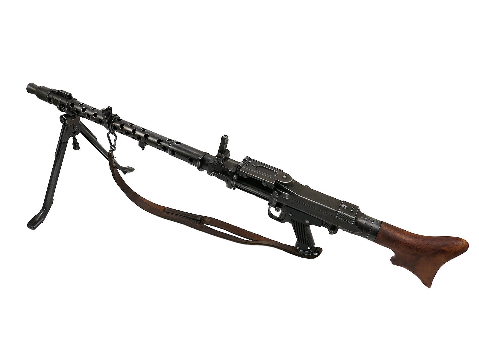 Wehrmacht Maschinengewehr MG34 Deko Modell Filmwaffe Metall ANTIK mit Holz Schulterstütze und Trageriemen