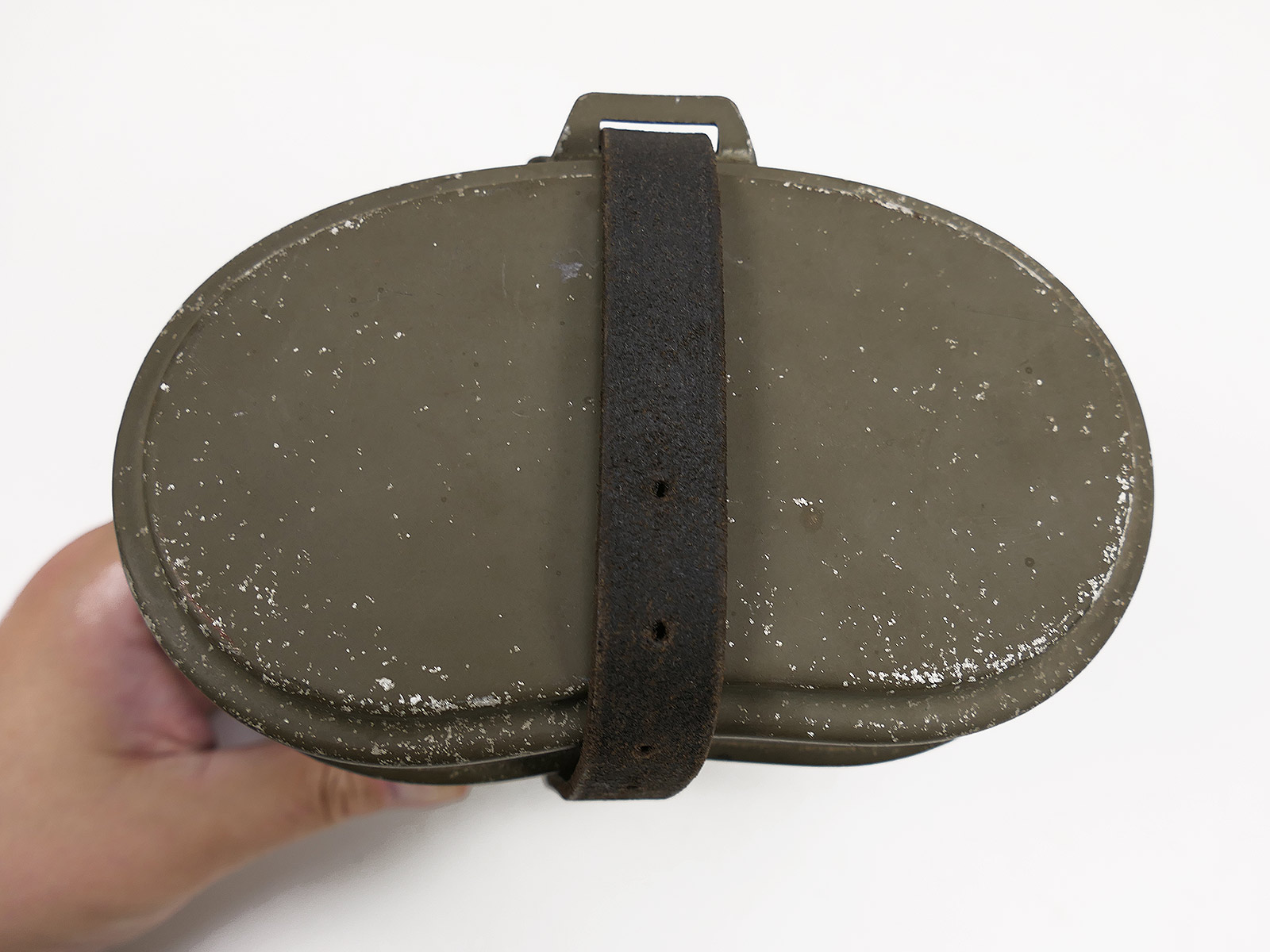 Kochgeschirr Wehrmacht Hersteller MKL 41 mit 95% Originallack zusammengehörig + Leder Riemen COLLECTION