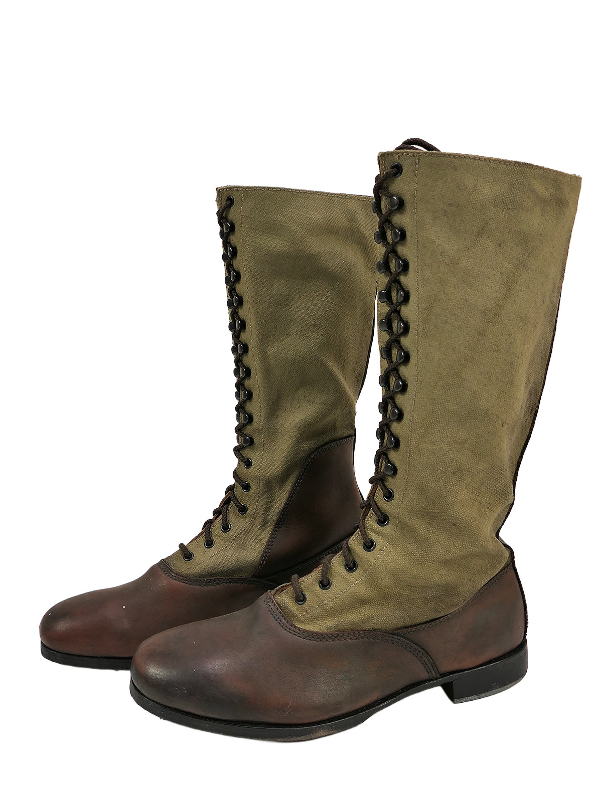 Einzelpaar - Wehrmacht DAK Tropenstiefel Hoch Afrikakorps Stiefel Gr.46 COLLECTION BATTLE WORN