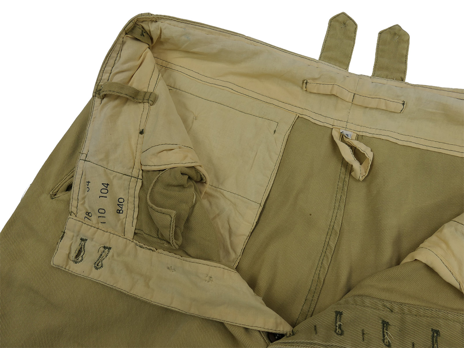 Einzelstück Luftwaffe LW DAK Hose ausgeblichen Tropen Tropenhose mit Maßen BATTLE WORN