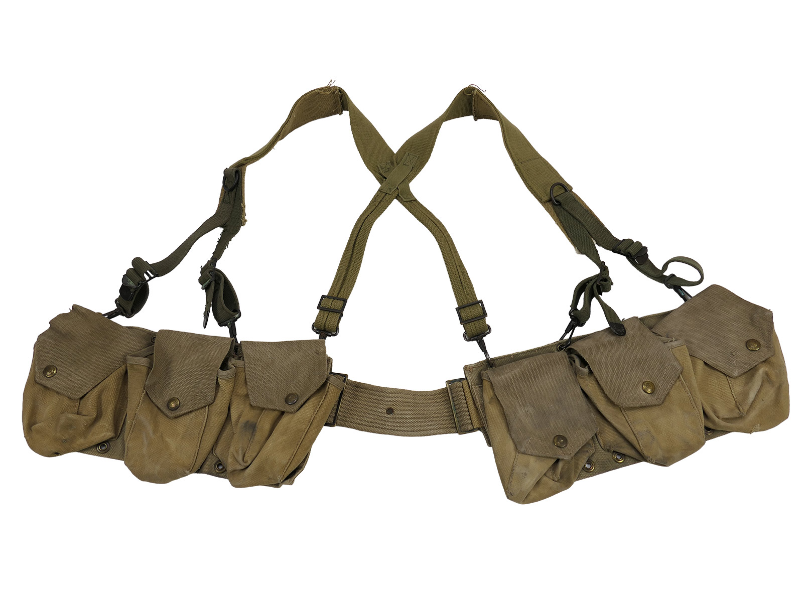 Type WW2 US Army SET B.A.R. Ammo Belt Browning Automatic Rifle + Suspenders Munitions Koppel