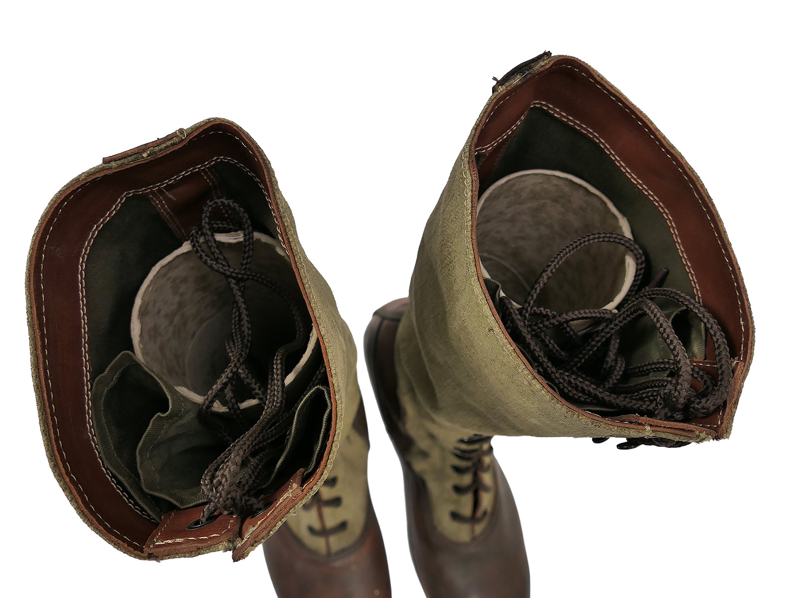 Einzelpaar - Wehrmacht DAK Tropenstiefel Hoch Afrikakorps Stiefel Gr.46 COLLECTION BATTLE WORN
