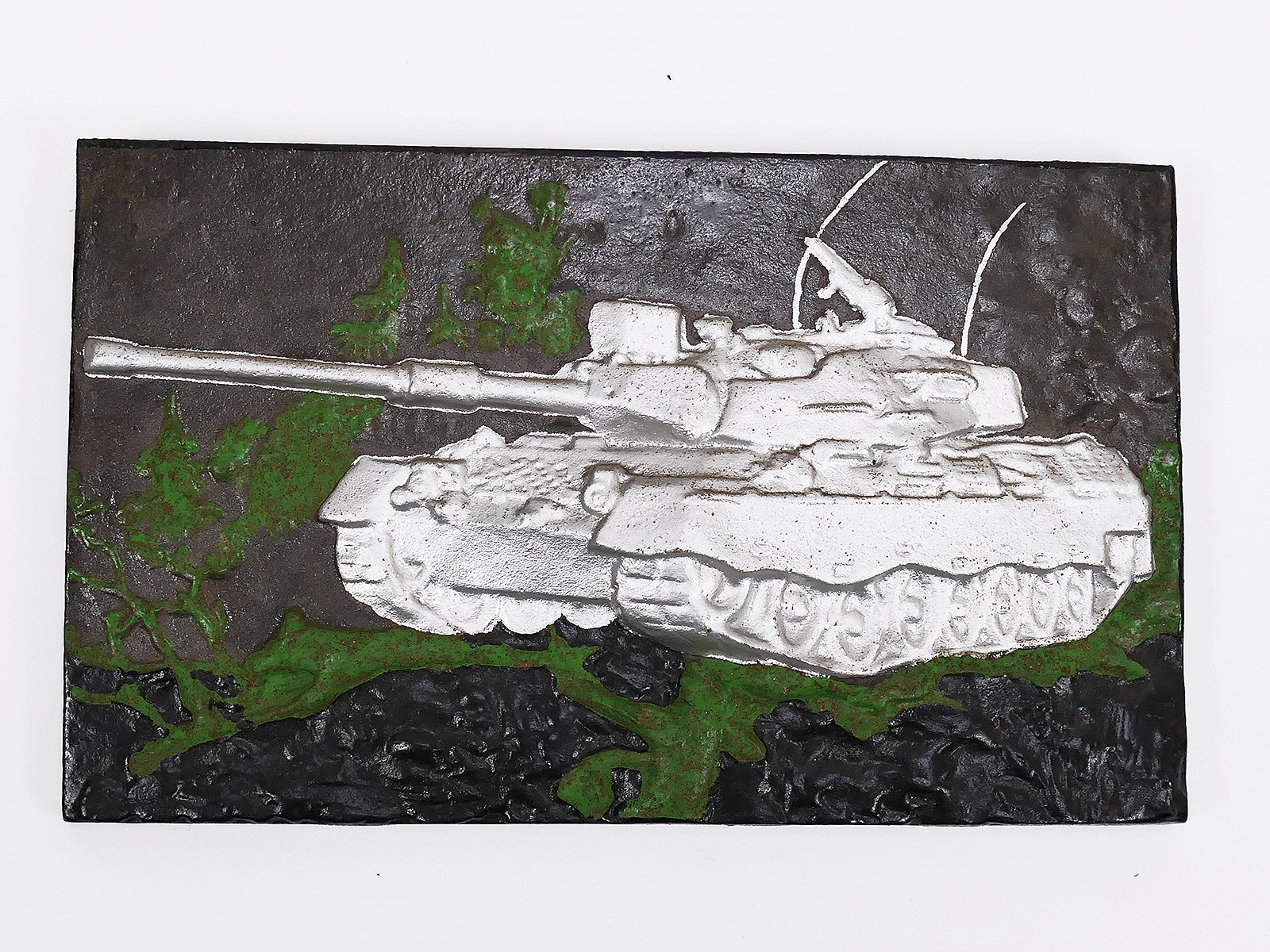 Erinnerungs Wand Relief Panzertruppe Kampfpanzer Leopard 2 Metall Platte ca. 27x16.5cm