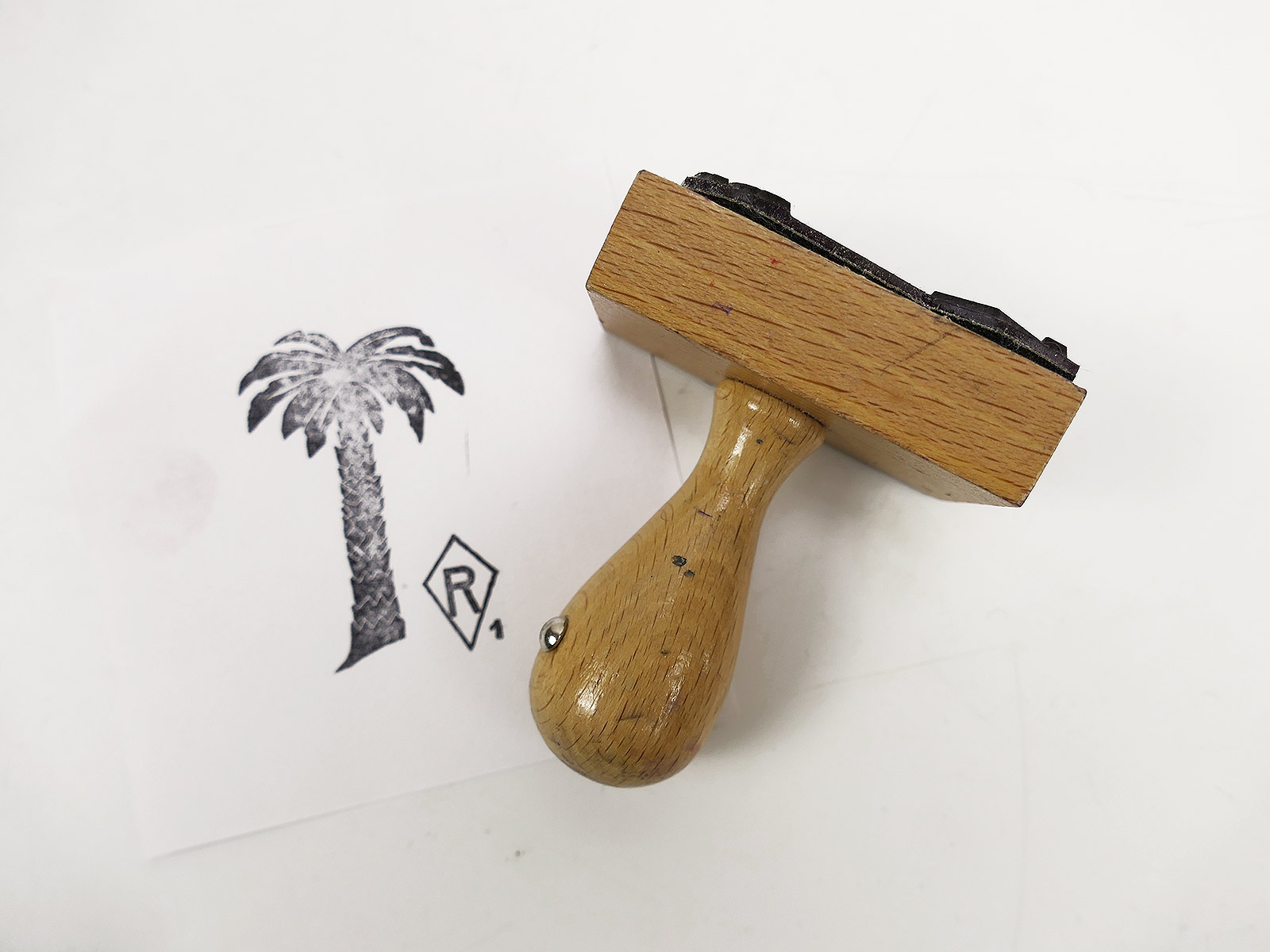 Tintenstempel Stempel " Palme R1 " DAK Afrikakorps ca. 4x5.5cm