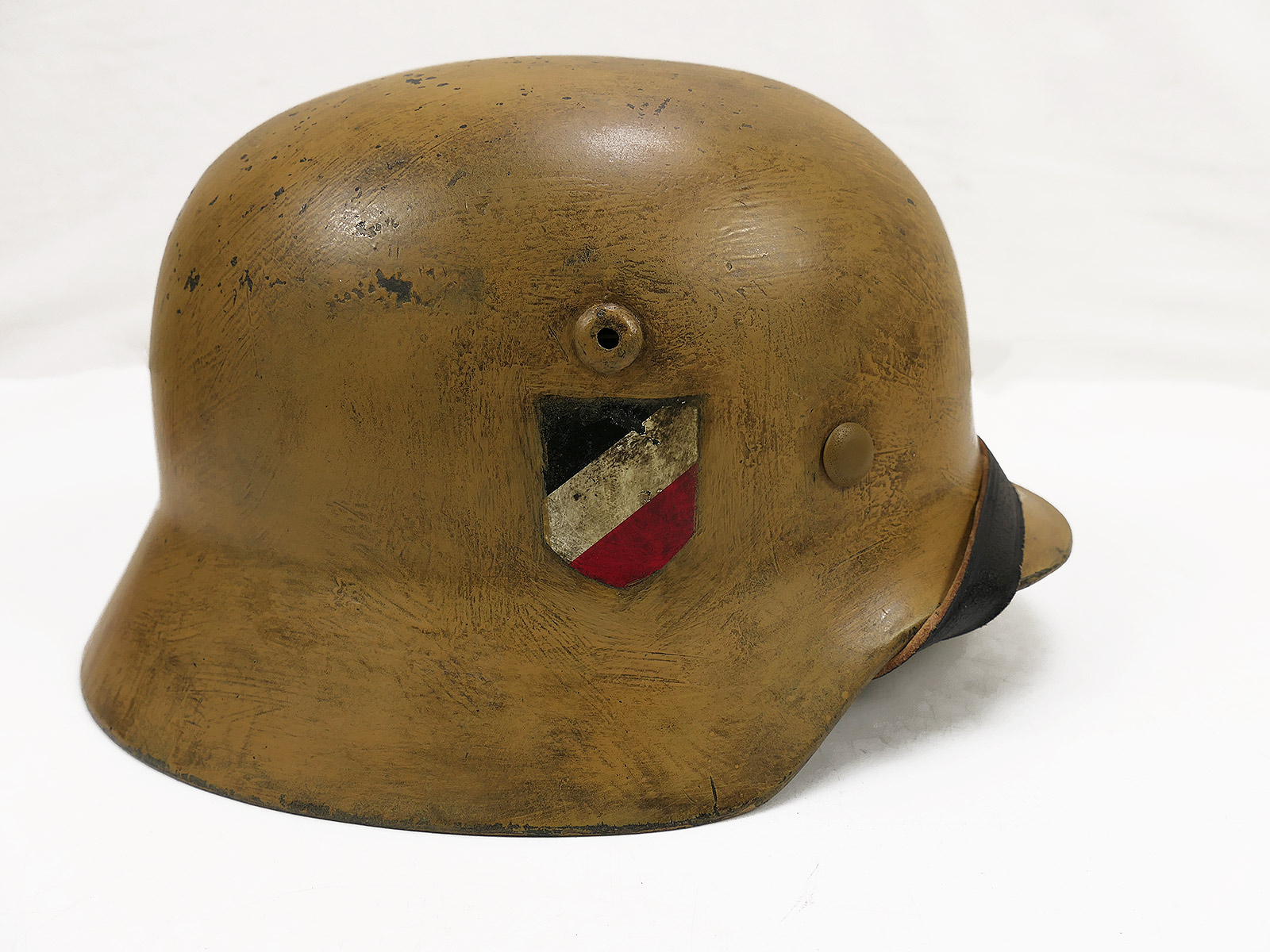 Wehrmacht DAK Afrikakorps Stahlhelm TYP M35 mit Helmfutter Gr.58 Tropenhelm BATTLE WORN