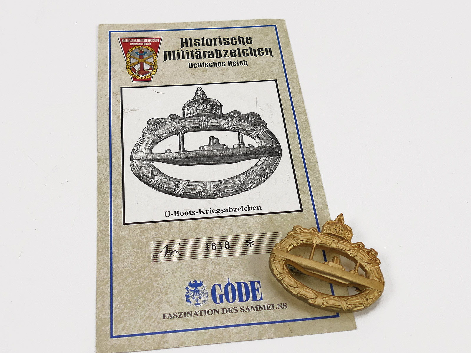 GÖDE 1. Weltkrieg U-Boot Kriegsabzeichen WK1 / Historisches Militärabzeichen