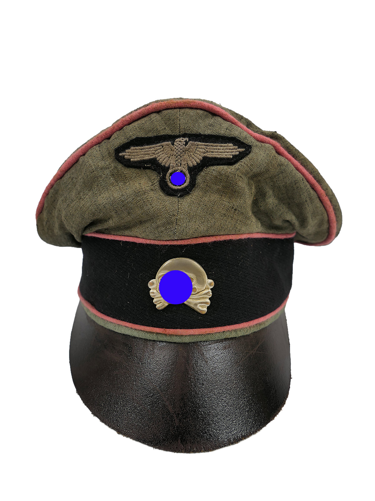 Waffen SS Schirmmütze SOMMER LEINEN Panzer Panzerjäger Crusher Cap Alte Art Gr.59 Tornister Knautschmütze 