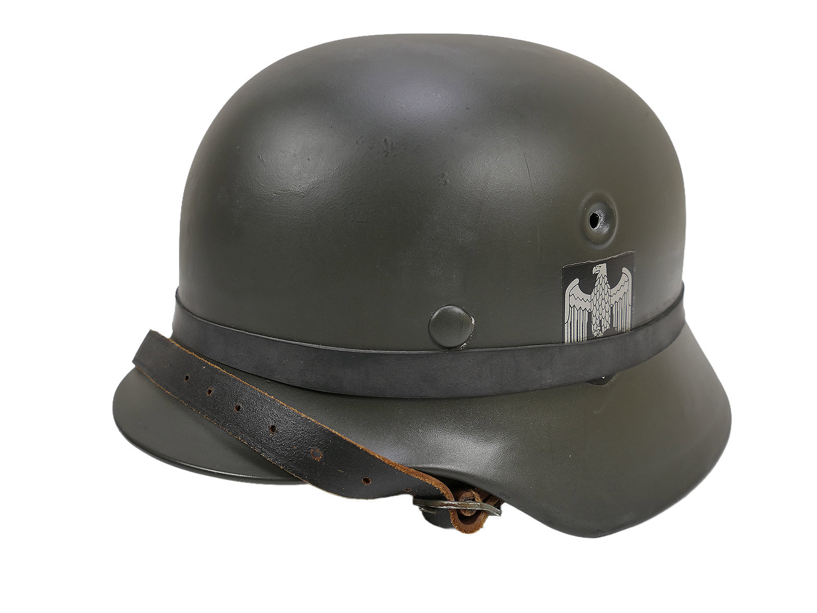 Wehrmacht DD Stahlhelm M40 Gr. 56-58 komplett mit Futter + Kinnriemen Reenactment