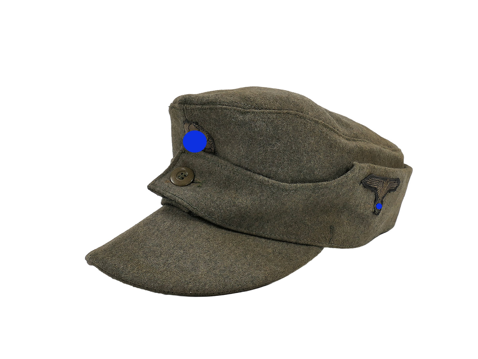 Antike Waffen SS M43 Einknopf Feldmütze Wolltuch / mit Stoff Effekten Gr.60 SAMMLUNG