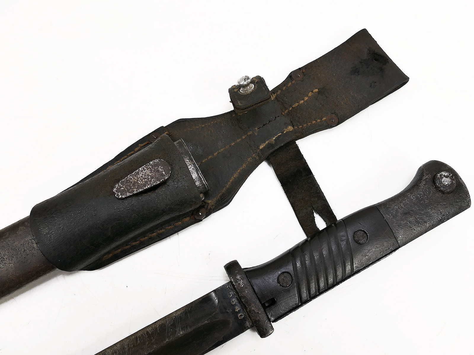 Wehrmacht Bajonett M84/98 K98 / Seitengewehr S/155 mit Koppelschuh BATTLE WORN