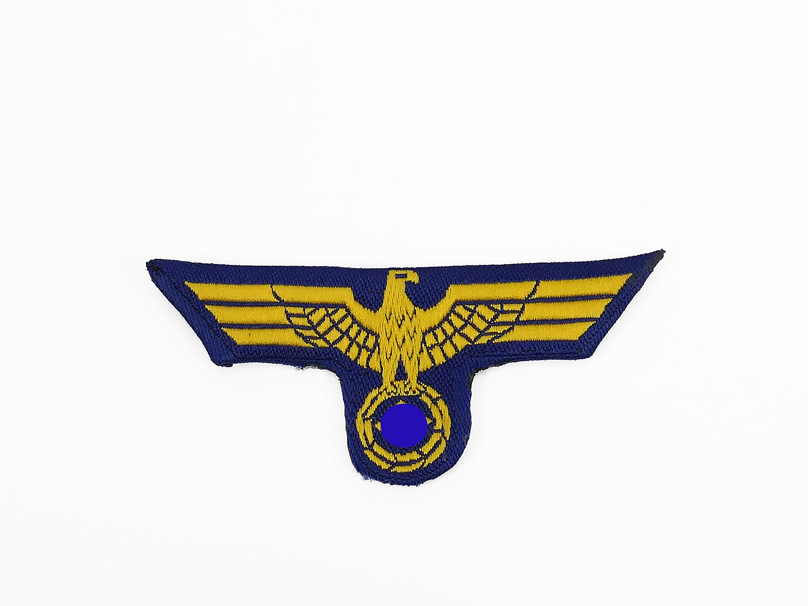 Kriegsmarine Tropen Mützenadler auf Blau Mützenabzeichen Schiffchen UV negativ / gefaltet