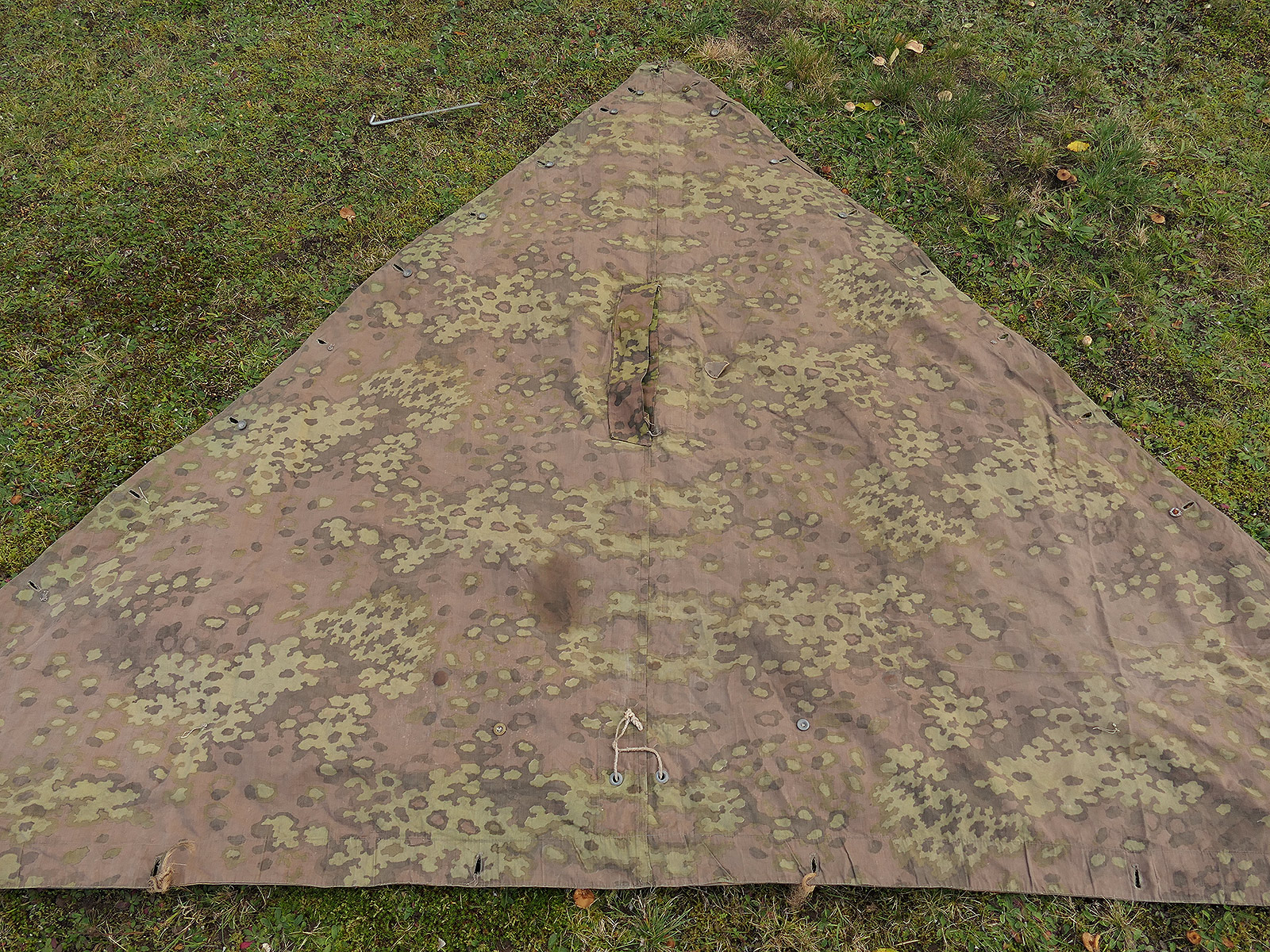 #B/ Waffen SS Original Zeltplane Eichenlaub Zeltbahn Tarnzeltbahn BATTLE WORN
