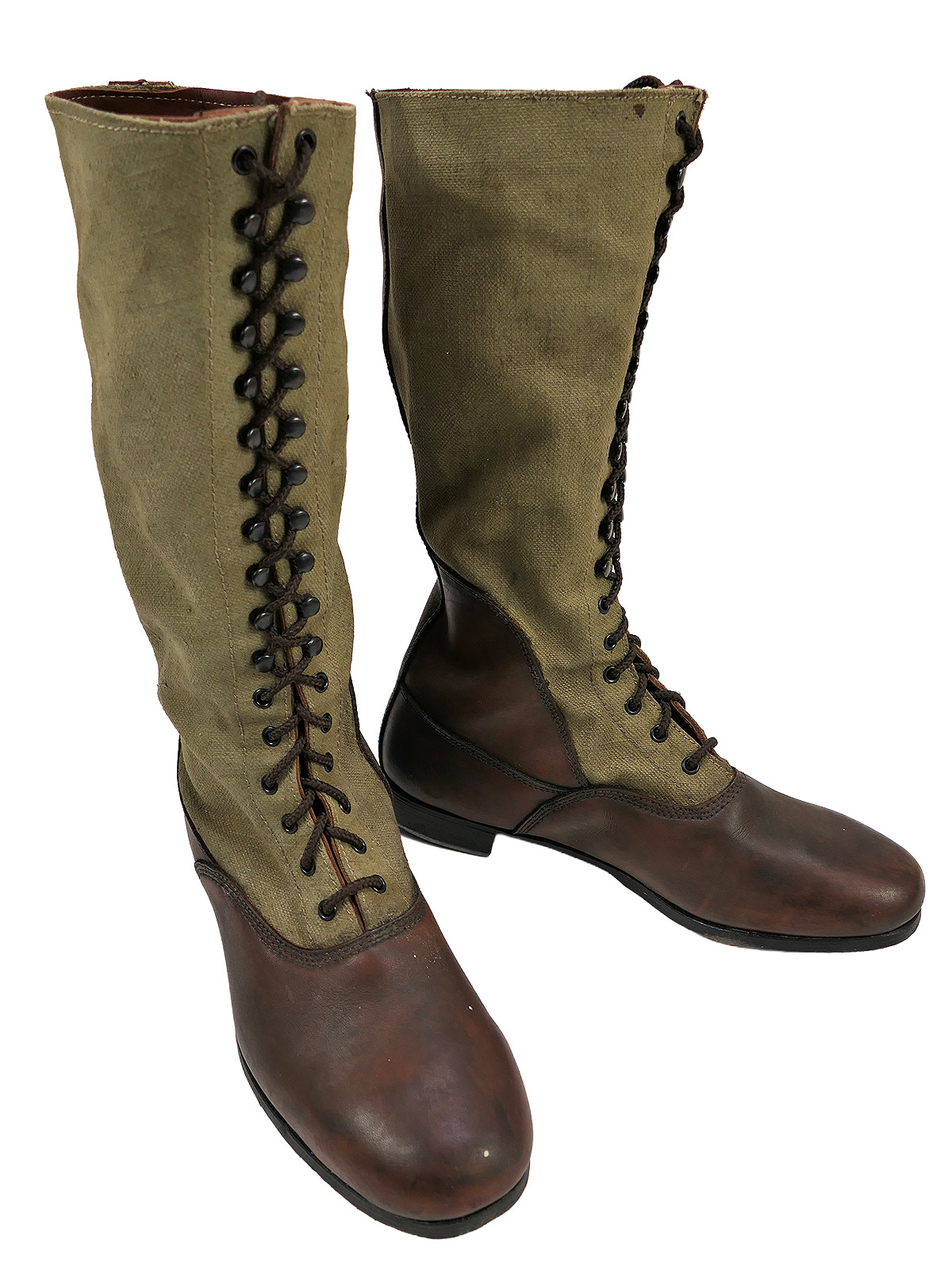 Einzelpaar - Wehrmacht DAK Tropenstiefel Hoch Afrikakorps Stiefel Gr.46 COLLECTION BATTLE WORN