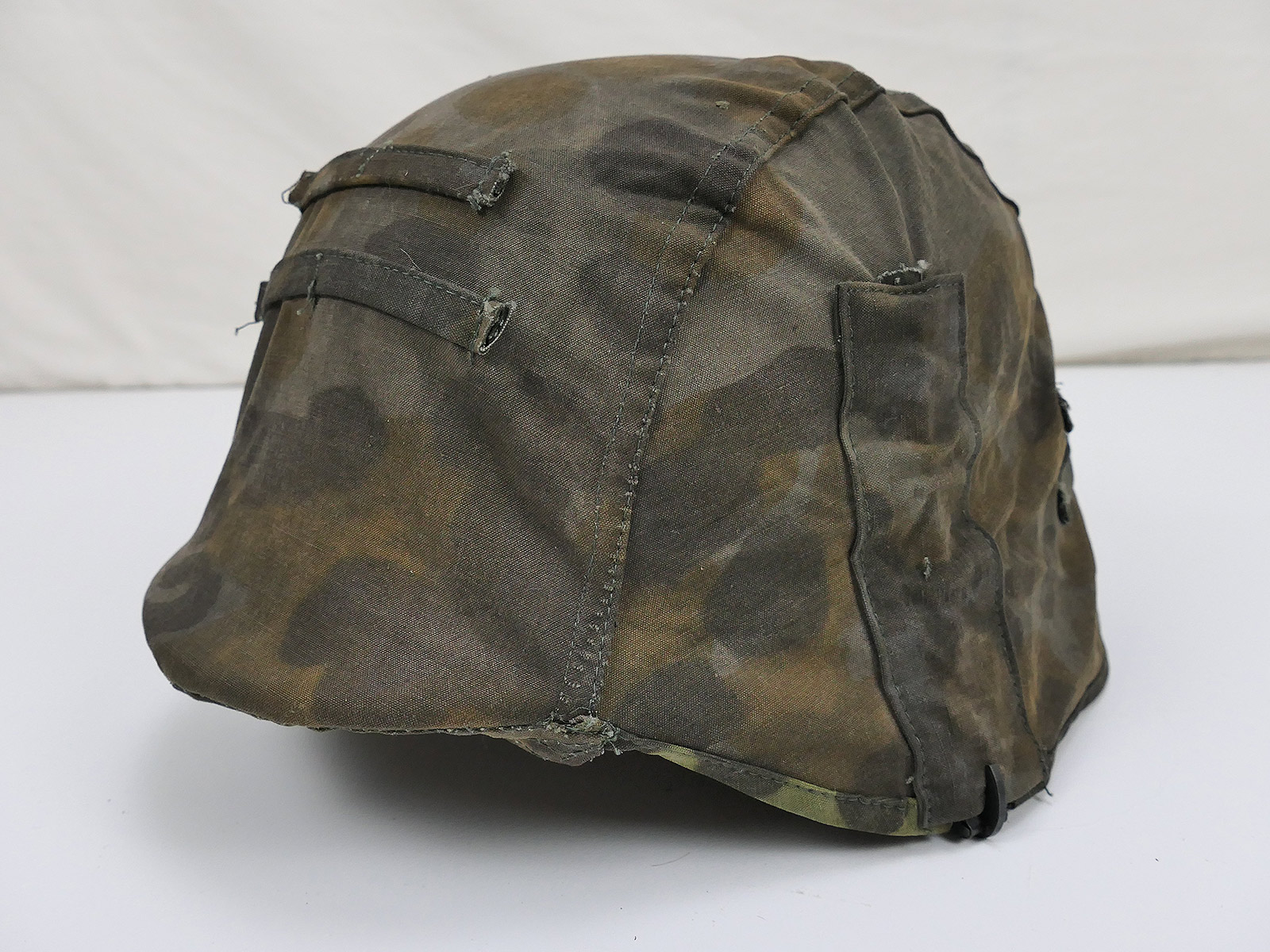 #F1 Waffen SS Stahlhelm Helmbezug Platane Overprint Helmtarnbezug original Tarn Stoff