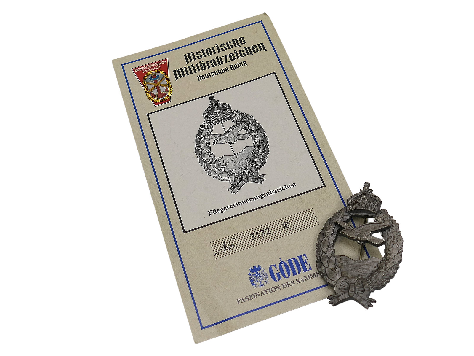 GÖDE 1. Weltkrieg Fliegererinnerungsabzeichen WK1 / Historisches Militärabzeichen