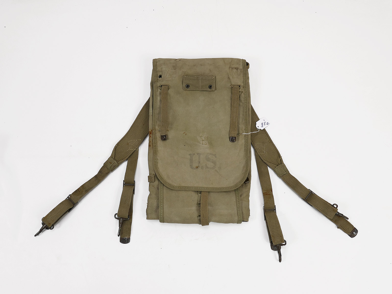 Original US Army WW2 M-1928 Haversack khaki / Collection BATTLE WORN 
