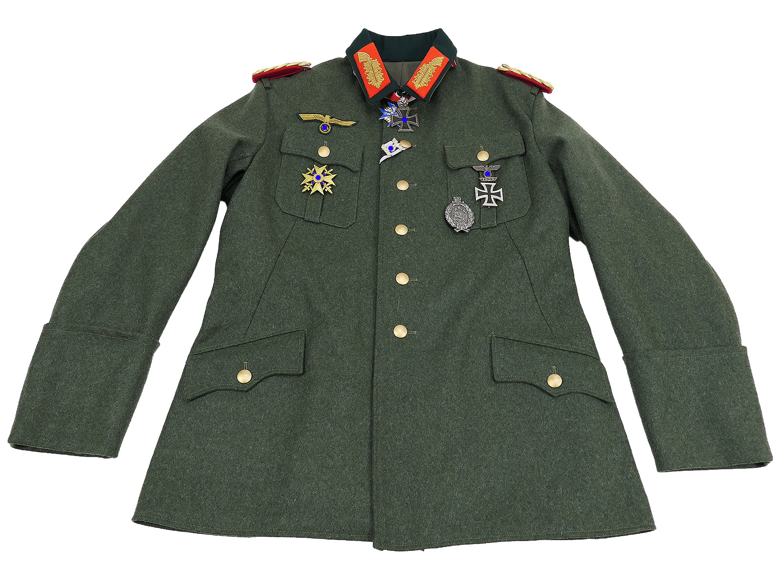 Wehrmacht M36 Uniform Feldbluse General Gr.54 mit Ritterkreuz Pour Le Merite Spanienkreuz effektiert