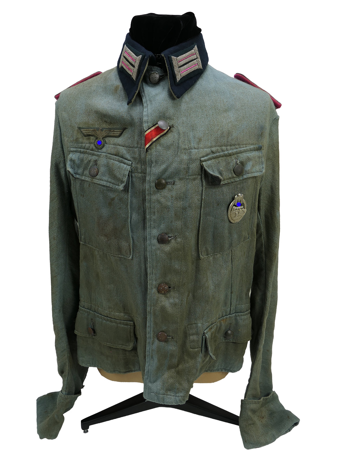 Wehrmacht M41 Offiziers Sommer Feldbluse Uniform Oberleutnant Panzerzug COLLECTION BATTLE WORN