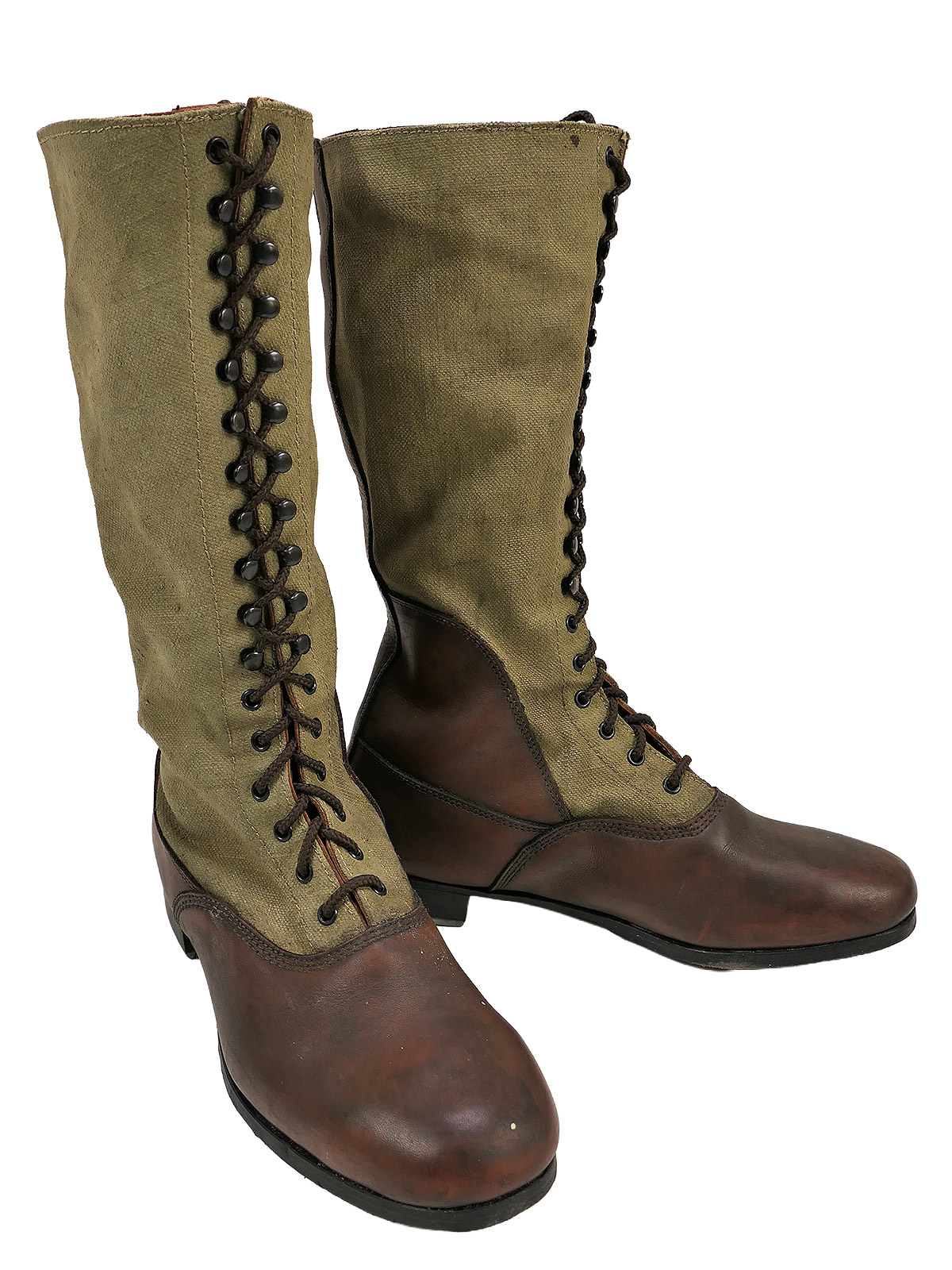 Einzelpaar - Wehrmacht DAK Tropenstiefel Hoch Afrikakorps Stiefel Gr.46 COLLECTION BATTLE WORN