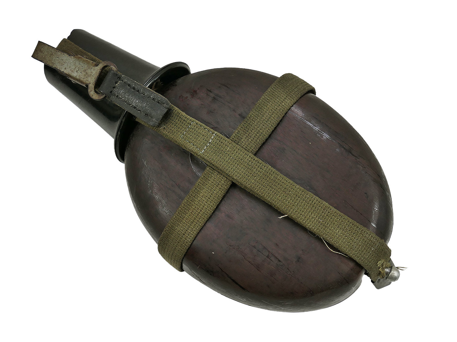 Wehrmacht DAK Afrikakorps Feldflasche Kokosnuss Tropen RITTER ALFURIT mit Becher COLLECTION BATTLE WORN