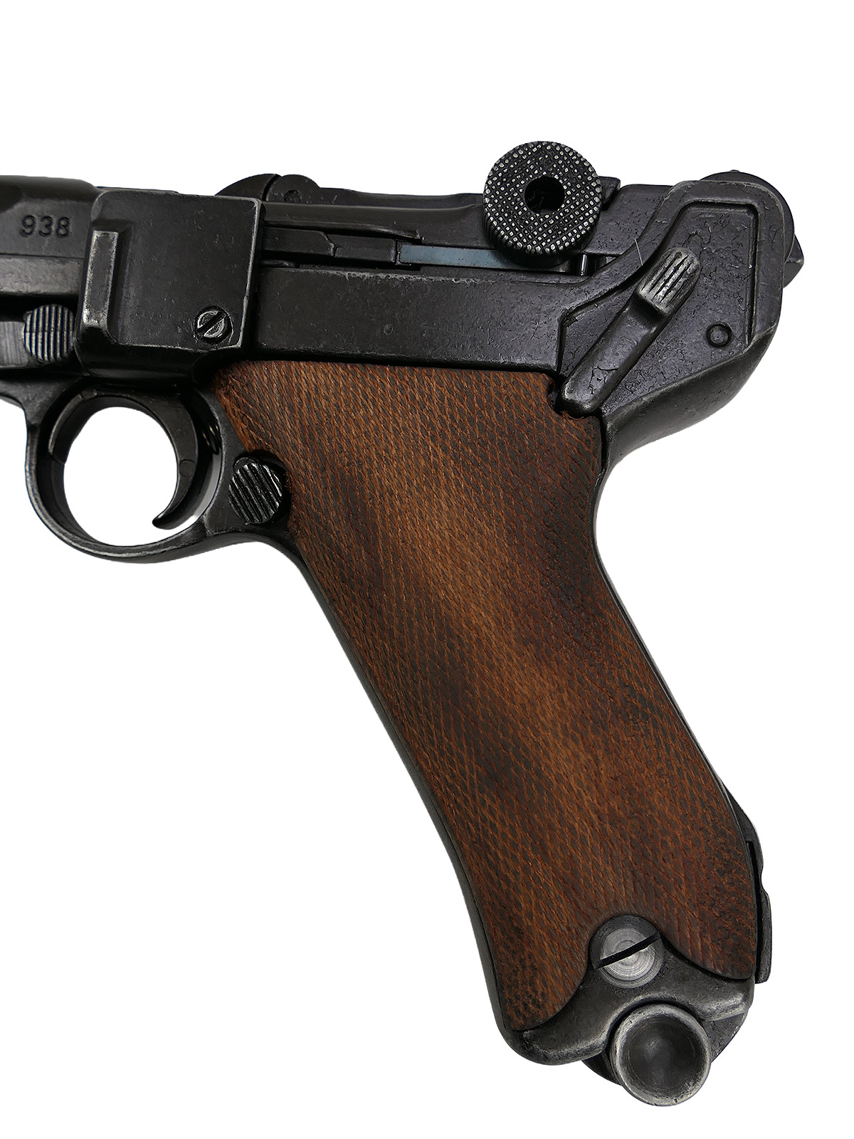 Denix Pistole P08 Luger Deutschland 1898 Braune Griffschalen "Antik" Deko Modell Filmwaffe