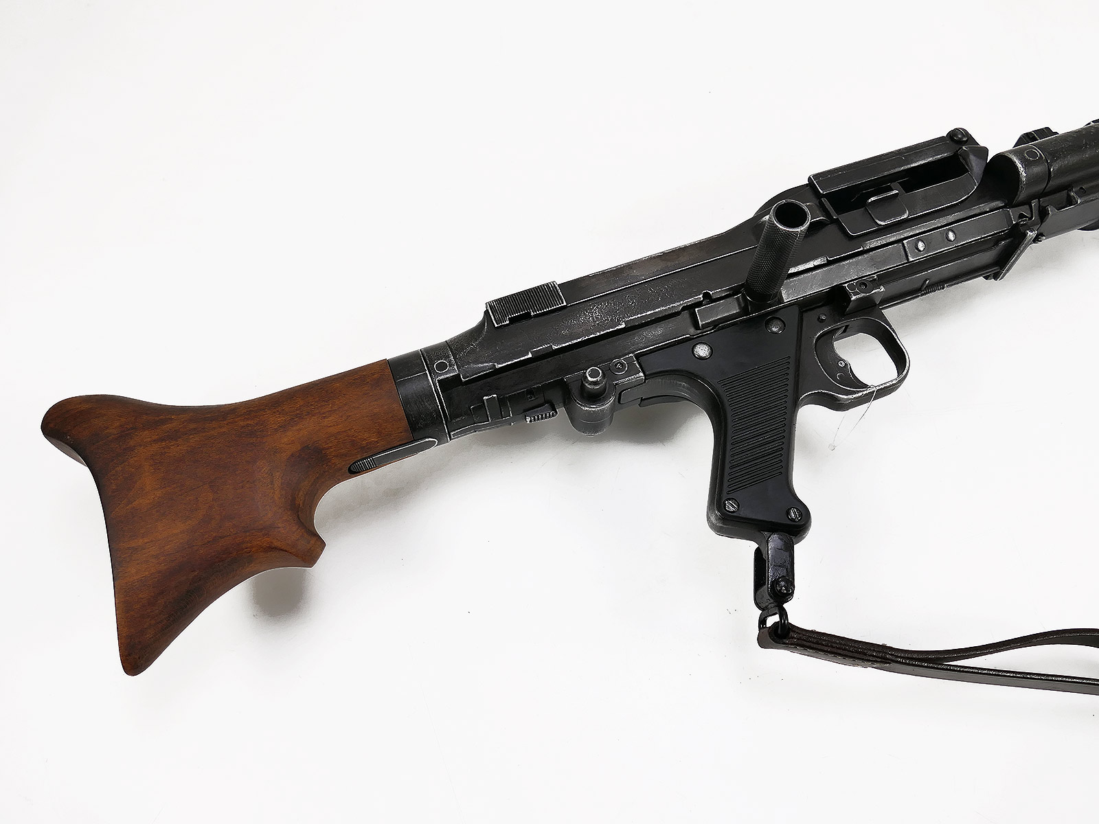 Wehrmacht Maschinengewehr MG34 Deko Modell Filmwaffe Metall mit Holz Schulterstütze und Trageriemen