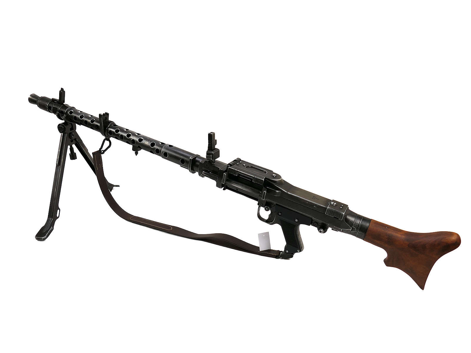 Wehrmacht Maschinengewehr MG34 Deko Modell Filmwaffe Metall mit Holz Schulterstütze und Trageriemen