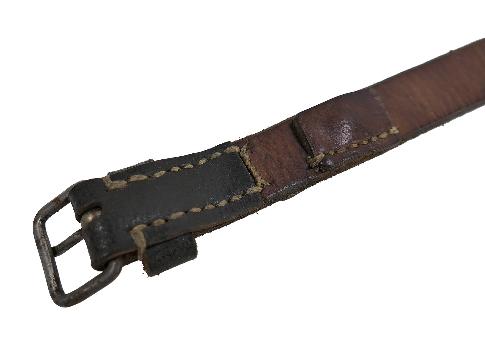 #2/ Wehrmacht Tornister Riemen Lederriemen Zeltbahn datiert 1943 COLLECTION BATTLE WORN