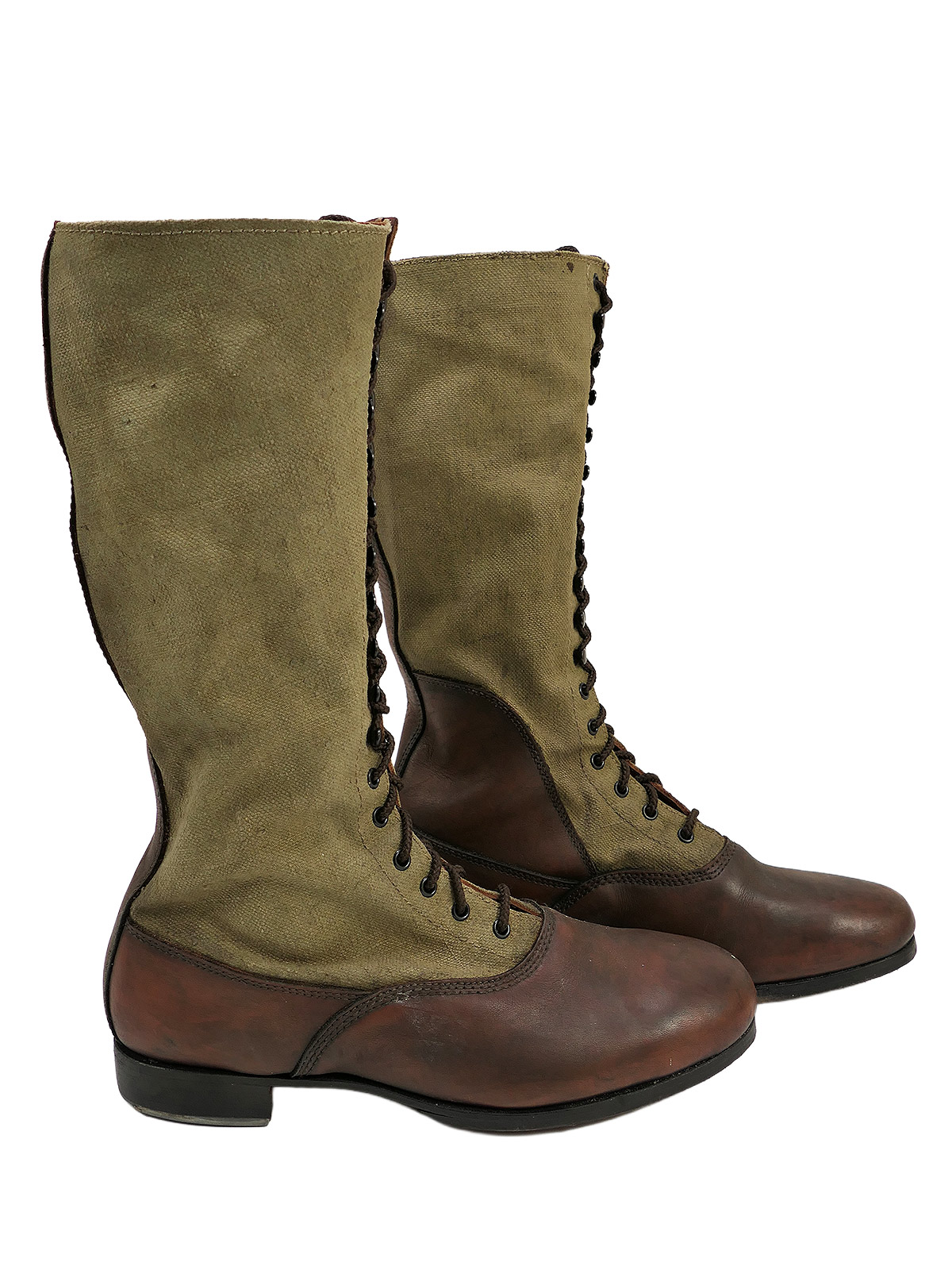 Einzelpaar - Wehrmacht DAK Tropenstiefel Hoch Afrikakorps Stiefel Gr.46 COLLECTION BATTLE WORN
