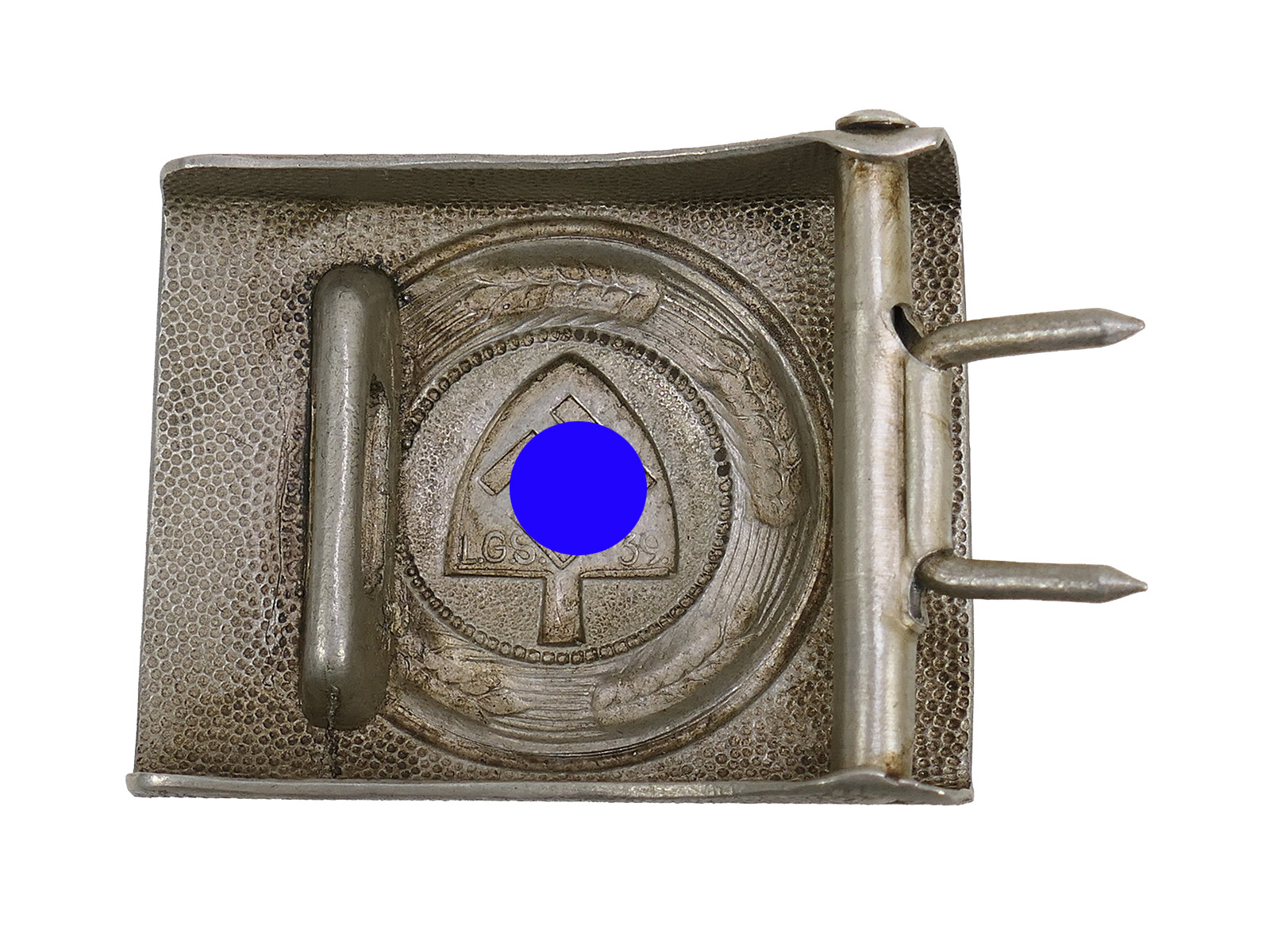 Einzelstück - Aluminium RAD Reichsarbeitsdienst Koppelschloss Antik COLLECTION BATTLE WORN