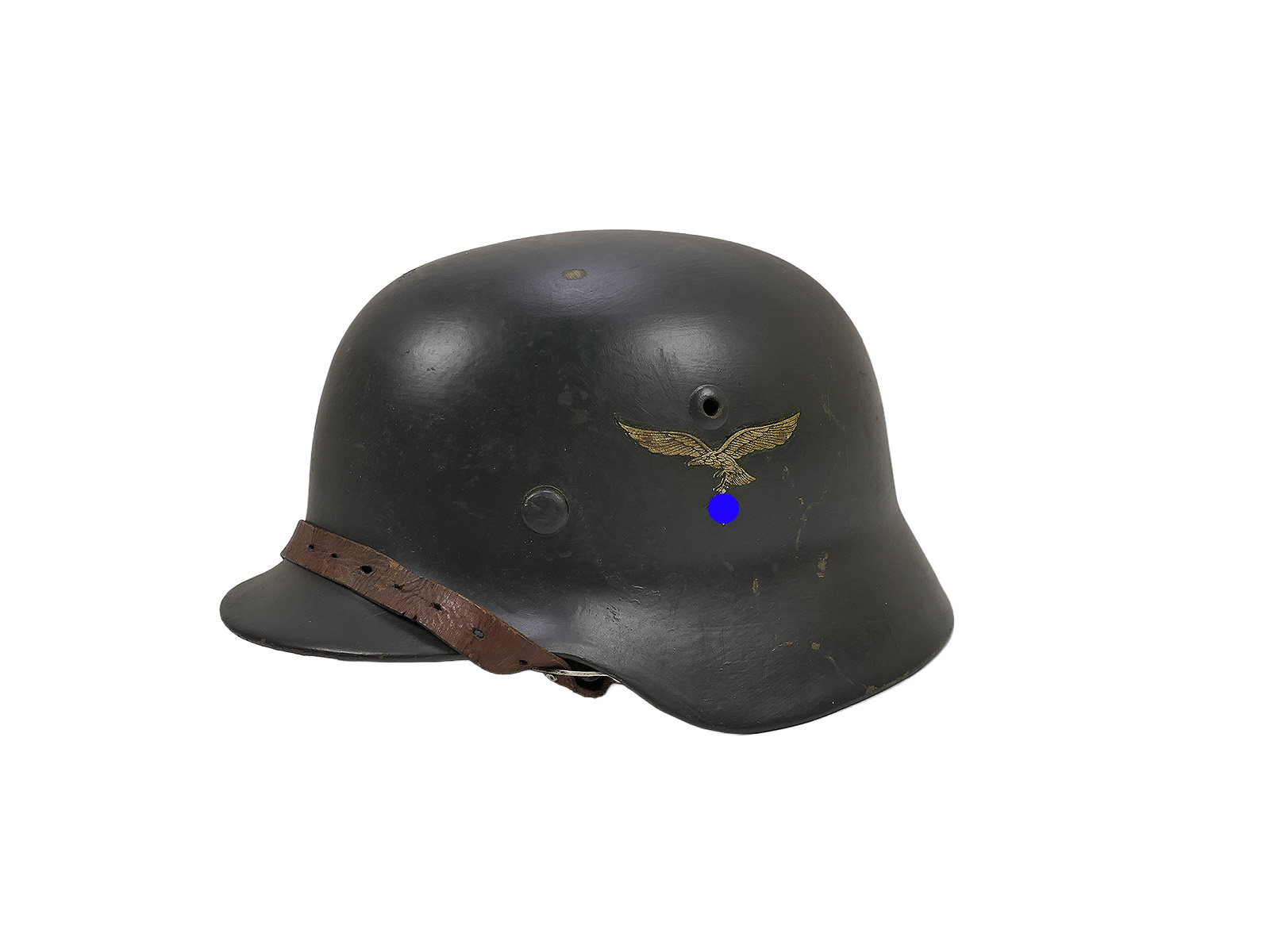 Original M35 Stahlhelm N.S.66 Luftwaffe mit Innenfutter u. Kinnriemen