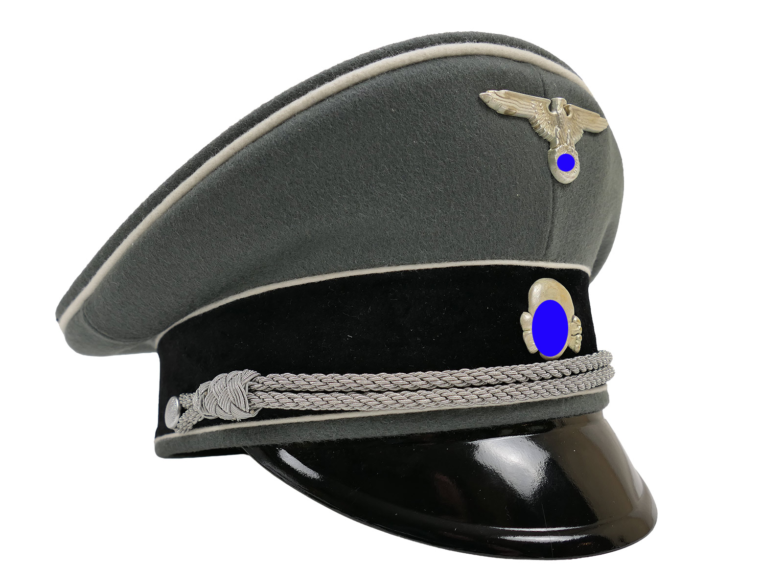 Waffen SS Schirmmütze Offizier Gr.58 Top Museumsanfertigung mit Metall Effekten