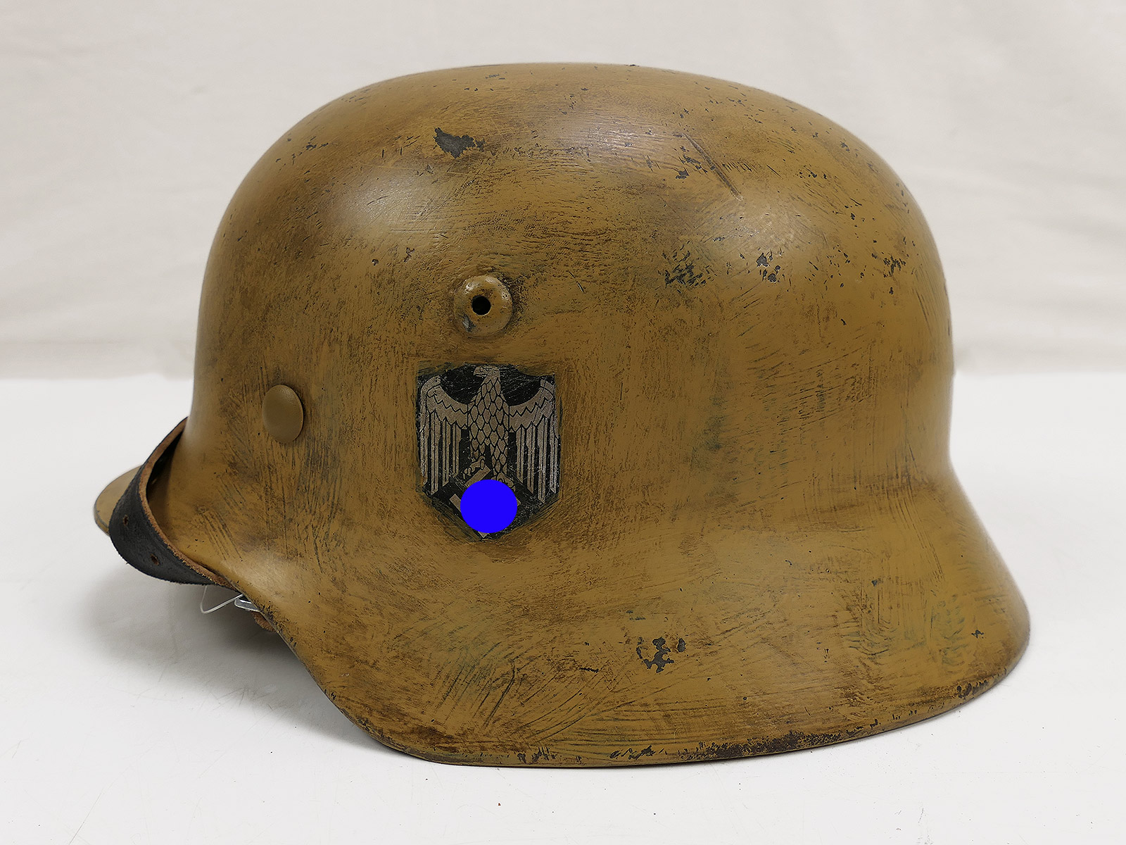 Wehrmacht DAK Afrikakorps Stahlhelm TYP M35 mit Helmfutter Gr.58 Tropenhelm BATTLE WORN