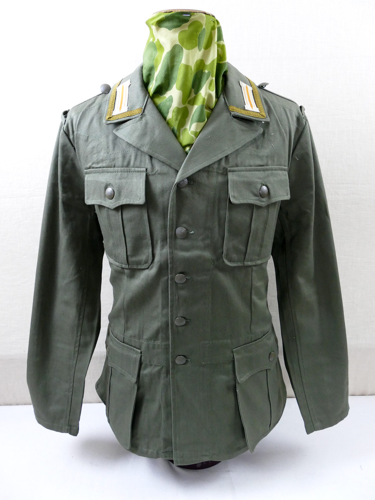 DAK Afrikakorps Feldbluse Tropenjacke M40 Heer Unteroffizier mit Litze und Kragenspiegeln