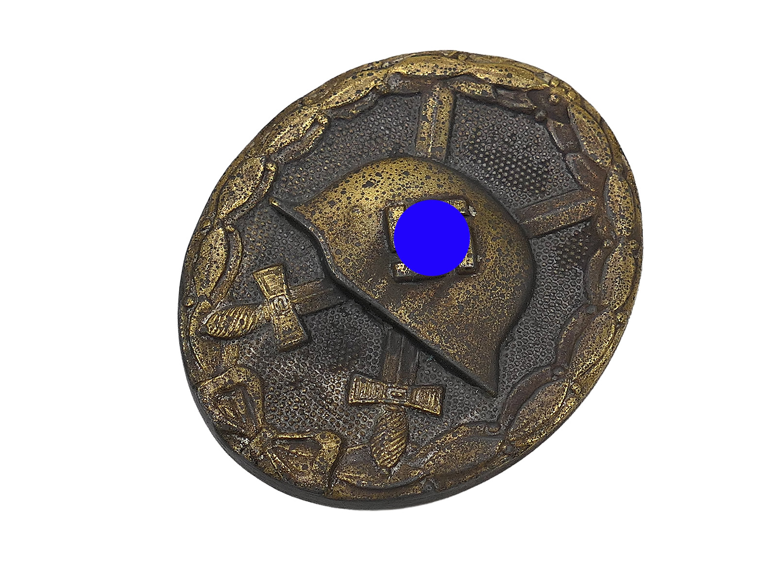 Wehrmacht Original WW2 Verwundetenabzeichen Gold Doppelhersteller L/55 und 100