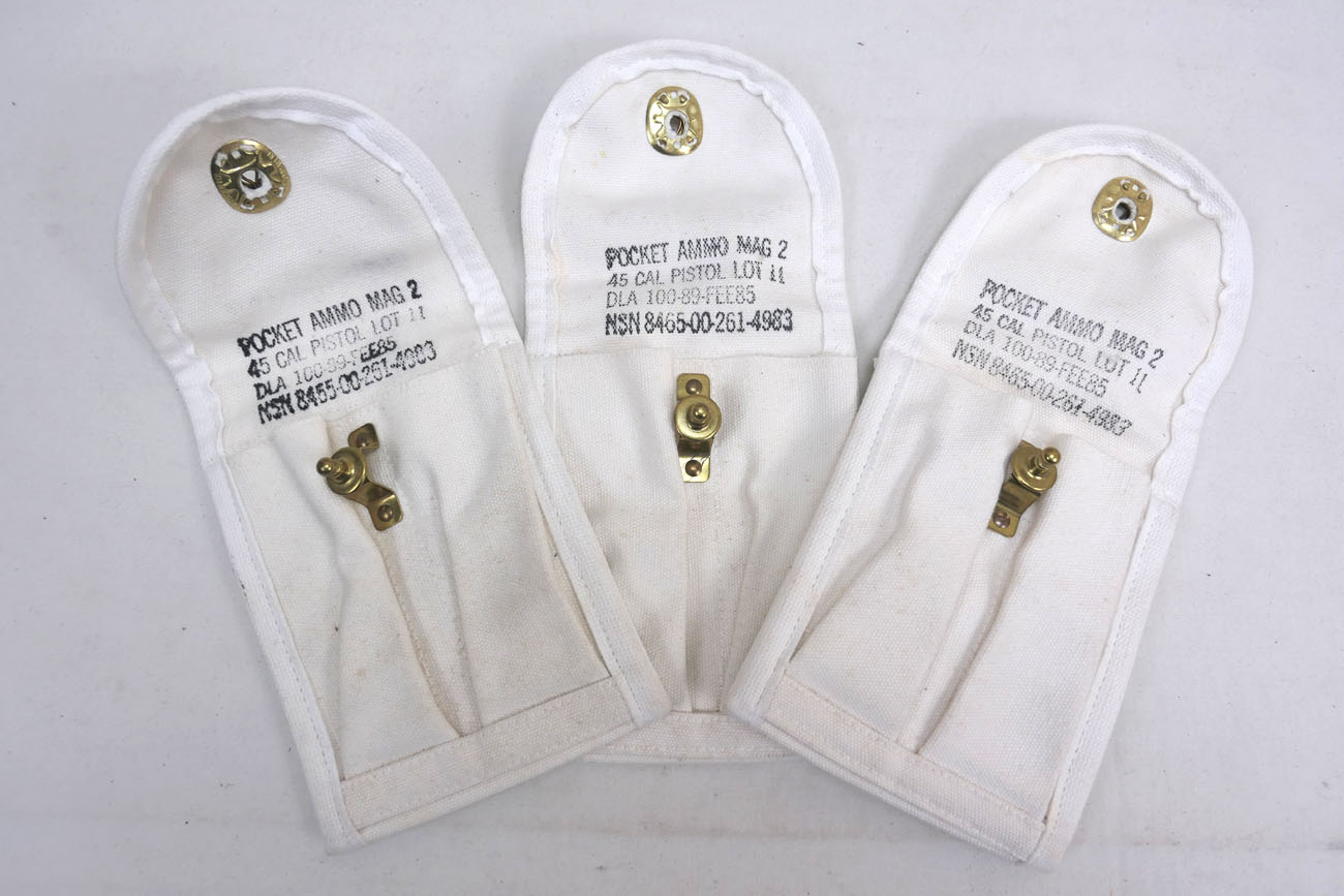 Original US Army Military 45 Cal Pistol Pocket Ammo Pouch MP Police Canvas Cal.45