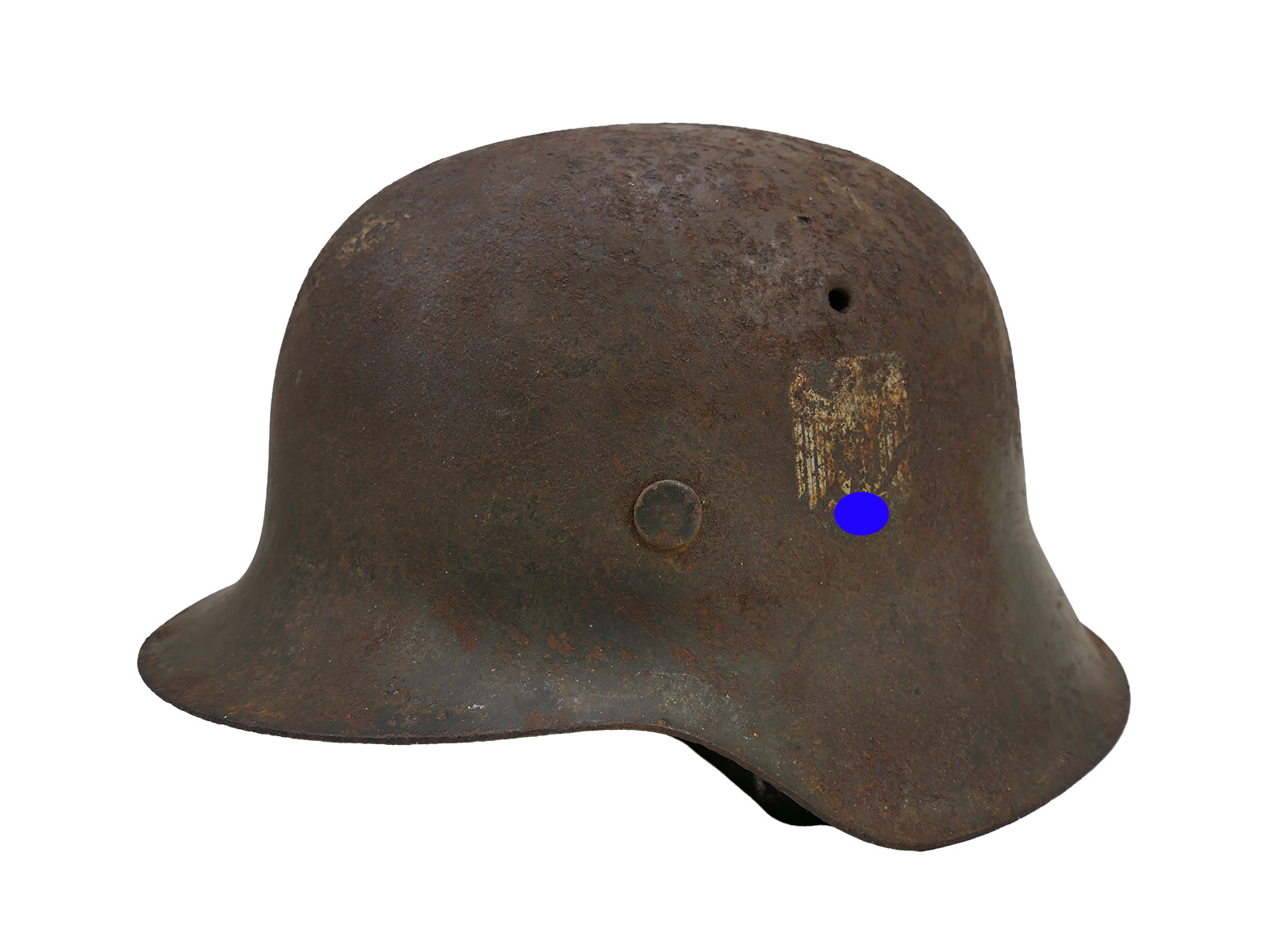Wehrmacht SD Stahlhelm M42 mit Helmfutter u. Kinnriemen ORIGINAL SCHEUNENFUND