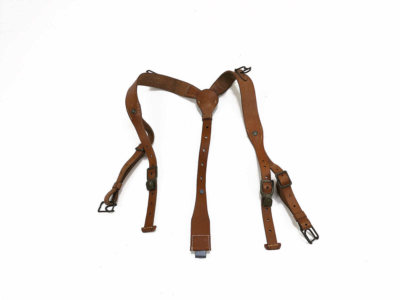 Einzelstück Wehrmacht Y-Riemen Leder Koppeltragegestell Filmrequisite 