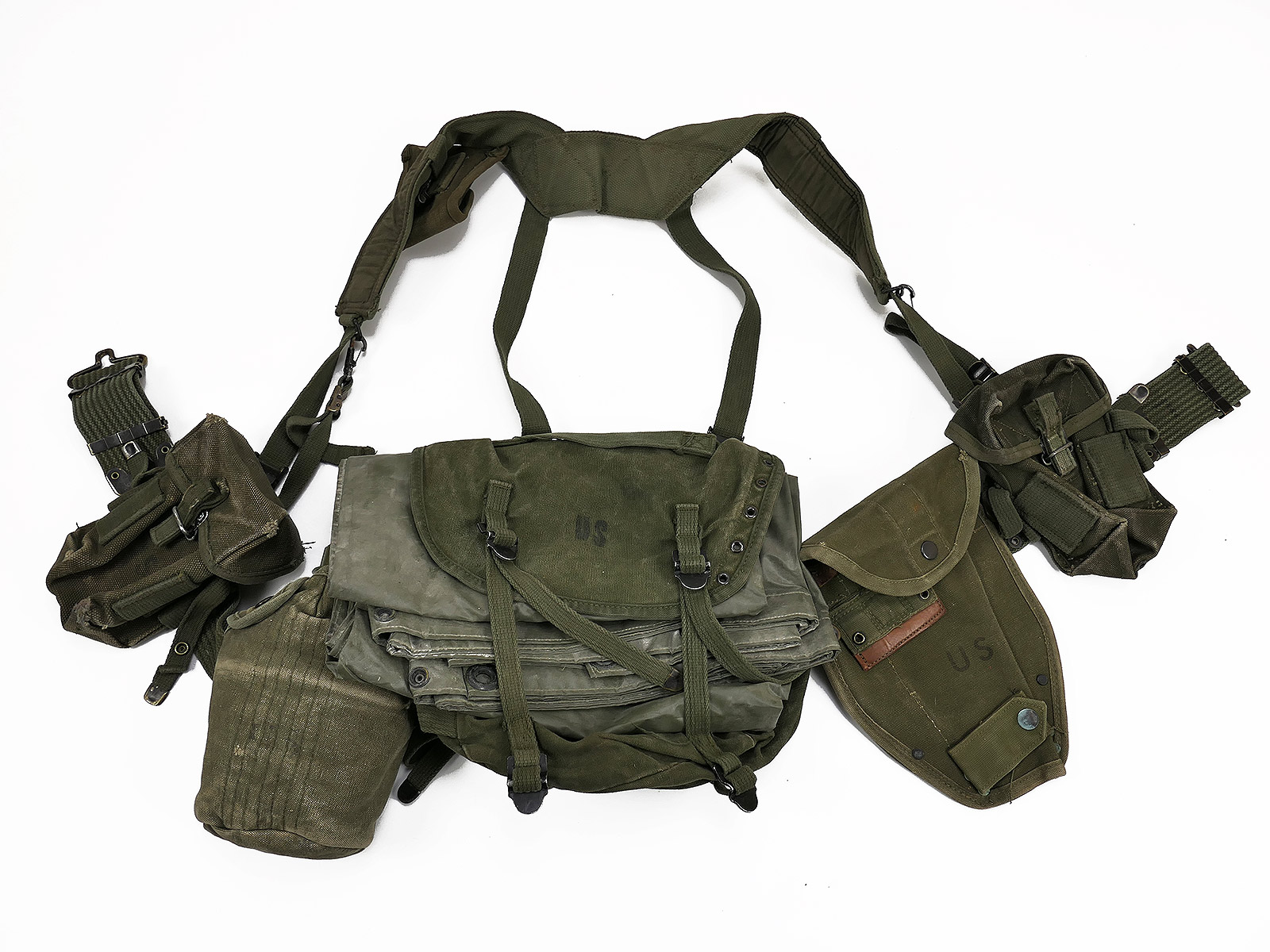 #FF/ US Army Vietnam Sturmgepäck M-1956 Pack - Pistol Belt Bags Pouches Buttpack PONCHO Suspenders