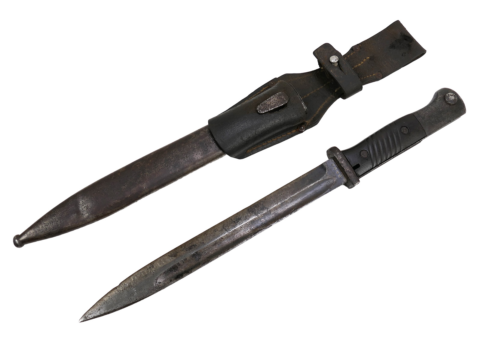 Wehrmacht Bajonett M84/98 K98 / Seitengewehr S/155 mit Koppelschuh BATTLE WORN