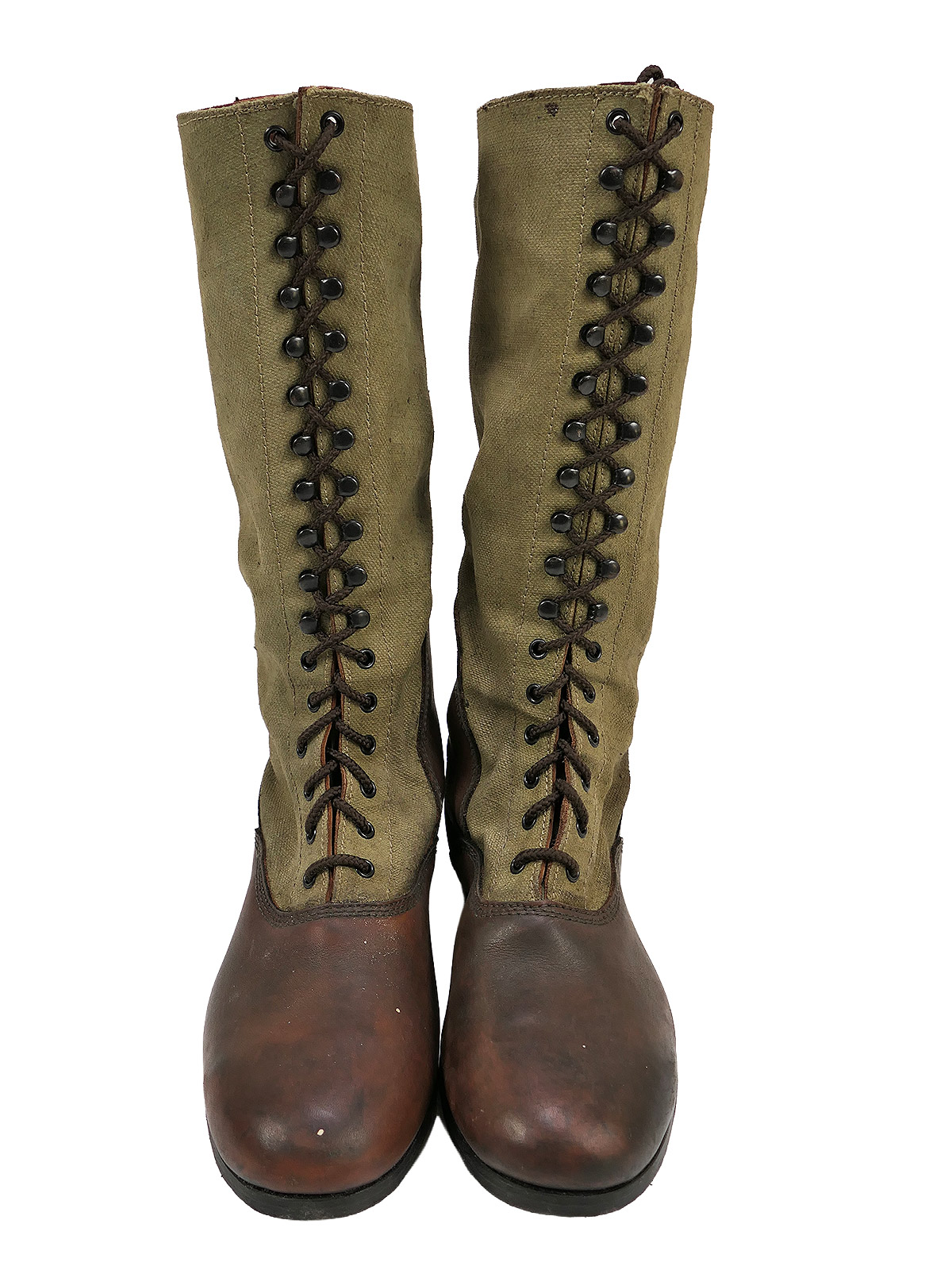 Einzelpaar - Wehrmacht DAK Tropenstiefel Hoch Afrikakorps Stiefel Gr.46 COLLECTION BATTLE WORN