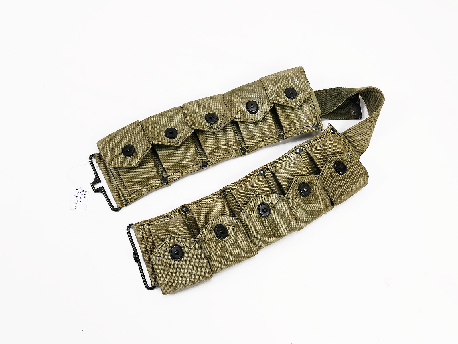 Repro US ARMY WW2 Garand Rifle M1 M-1936 Cartridge Belt Cal .30 Dismounted mit Taschenfüllern