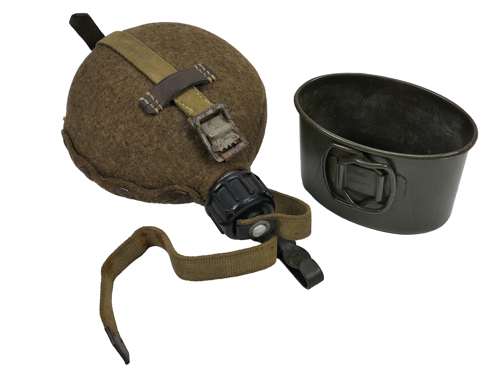 Wehrmacht Feldflasche MN42 mit Stahl Becher Wasserflasche TOP COLLECTION BATTLE WORN