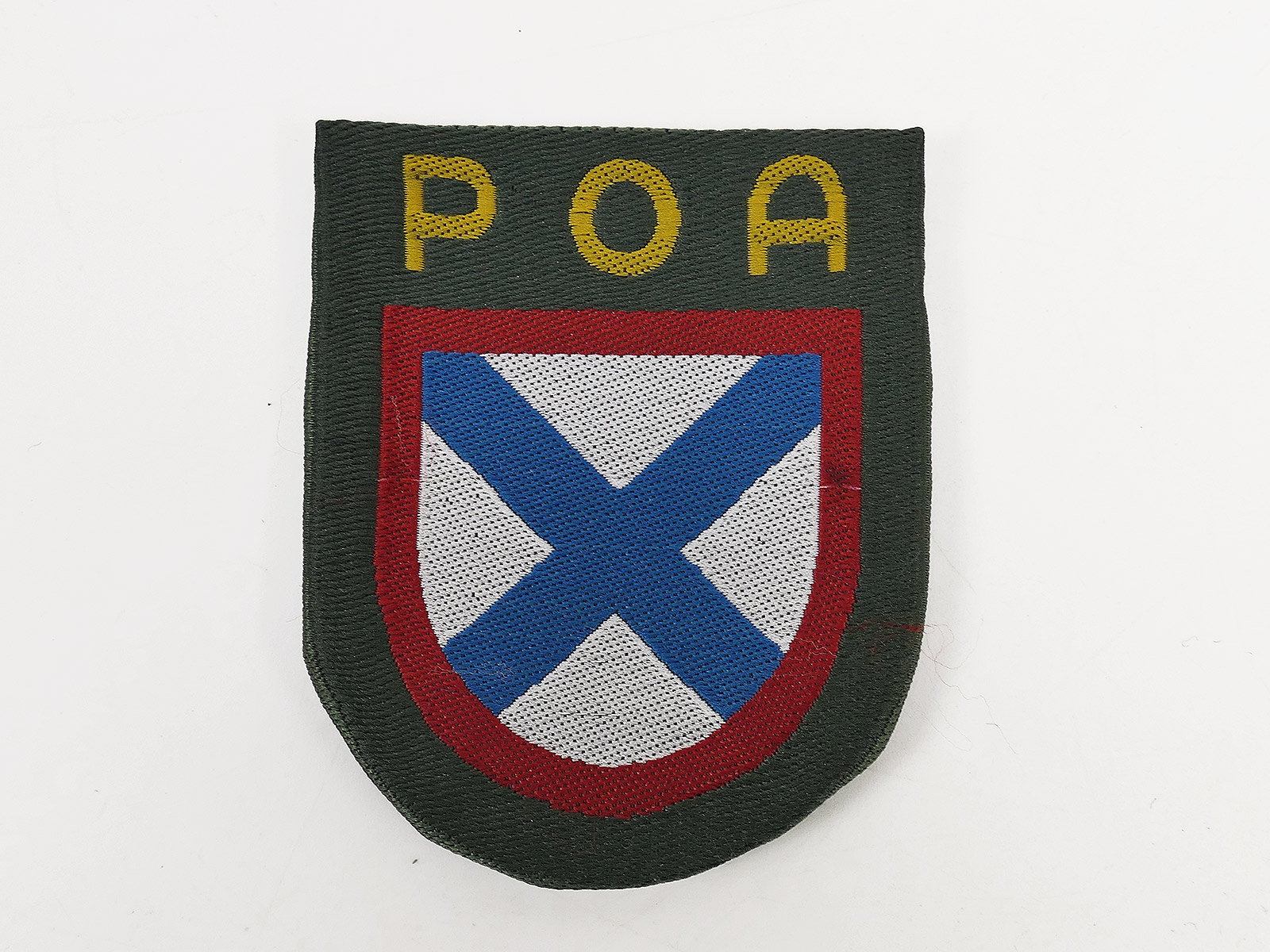 Feldbluse Ärmelabzeichen RUSS. BEFREIUNGS ARMEE POA Freiwilligen Division Waffen SS gewebt gefaltet umgelegt