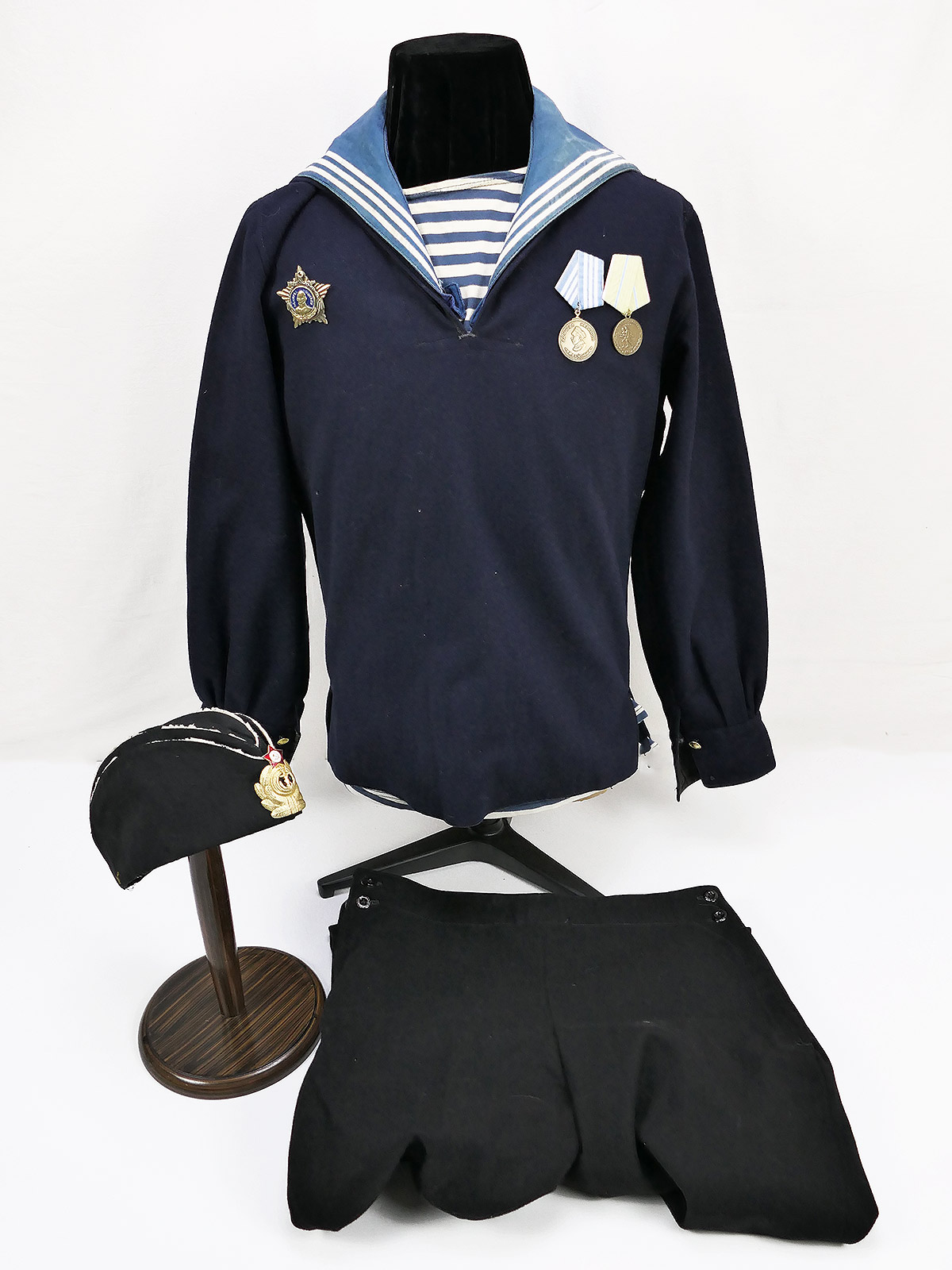 Russisches Marine Matrosen Uniform Ensemble Hose Jacke Leibchen Schiffchen Russland
