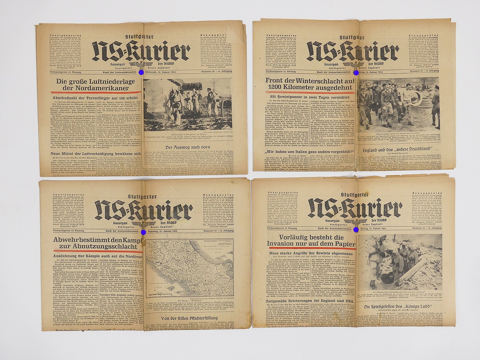 P1658491 #K4/ 4x Stuttgarter NS-Kurier Zeitung 14.Jg. Ausgaben Januar 1944 Zeitschrift der NSDAP Gauorgan