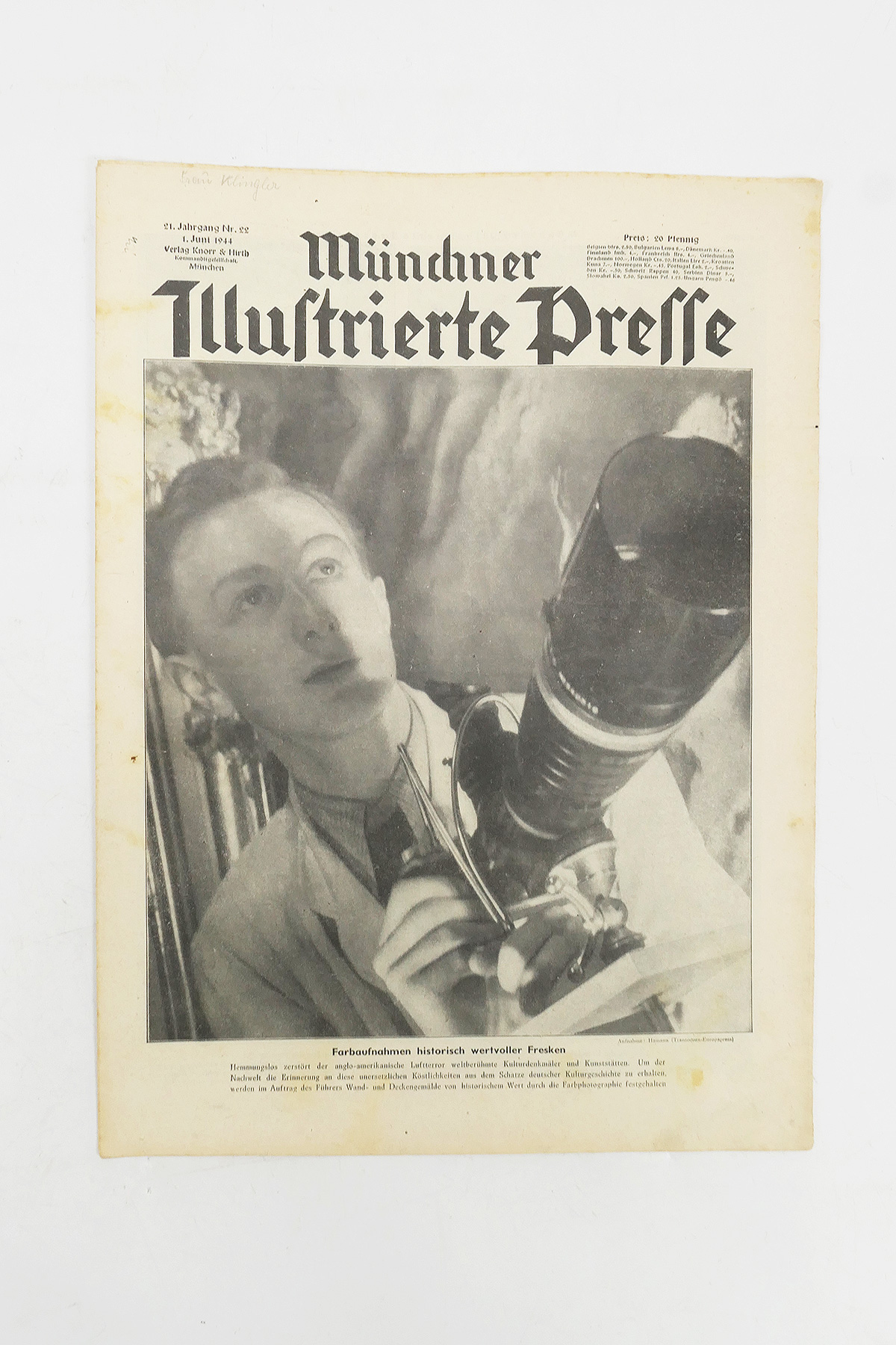 Münchner Zeitschrift Illustrierte Presse Zeitung JG21/Nr.22  Ausgabe 01. Juni 1944
