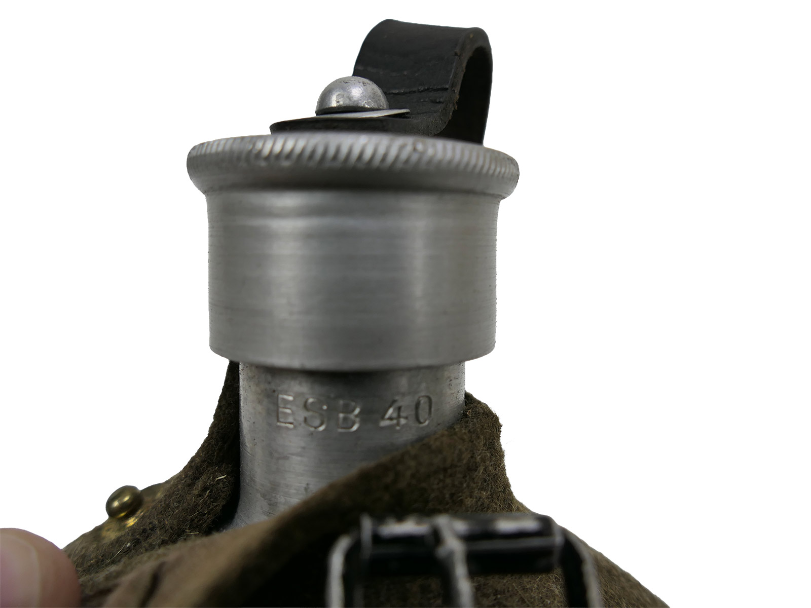 Wehrmacht Feldflasche ESB40 mit Original Alu Becher WAL39  COLLECTION BATTLE WORN