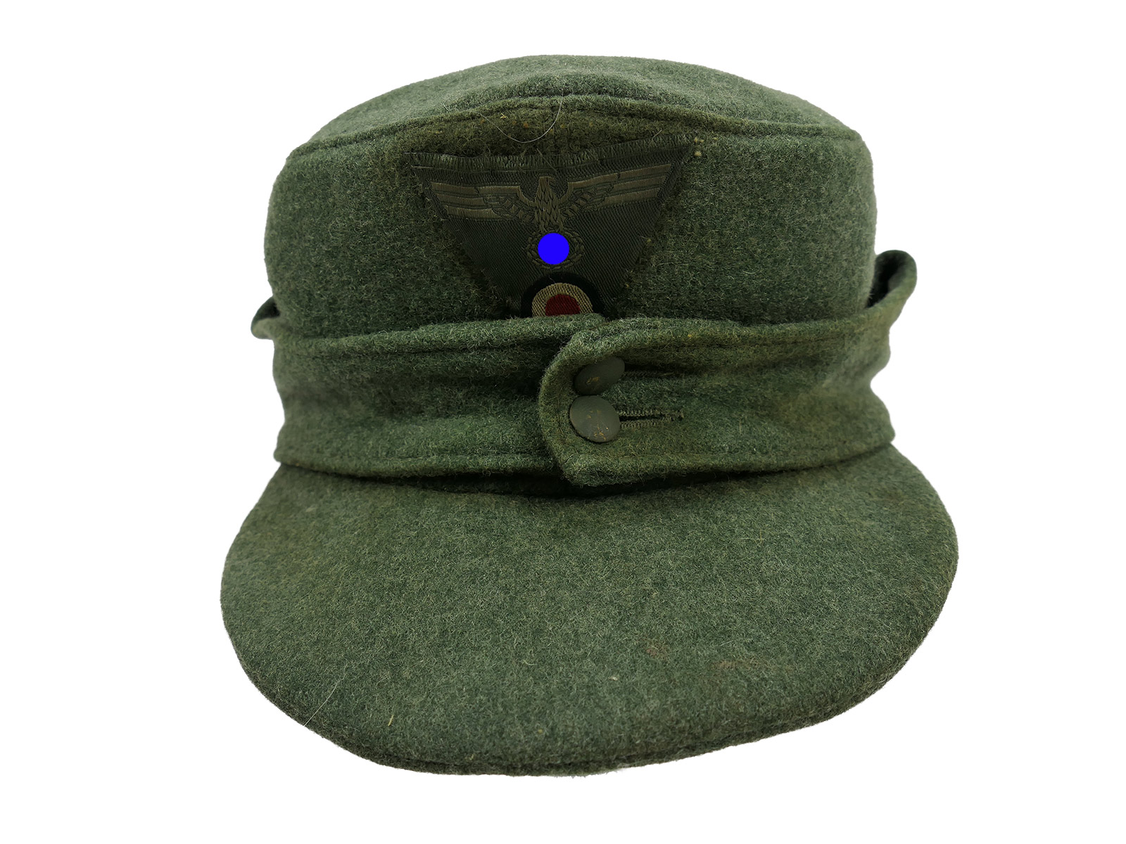 Wehrmacht M43 Feldmütze M1943 mit Trapez Effekten Mützenadler Gr.58 BATTLE WORN